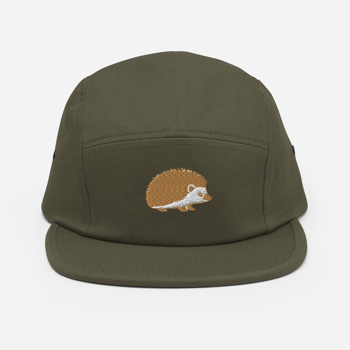 Hedgehog Embroidered Five Panel Camp Hat | Animal Print Cap for Nature Lovers | Cute Outdoor Accessory