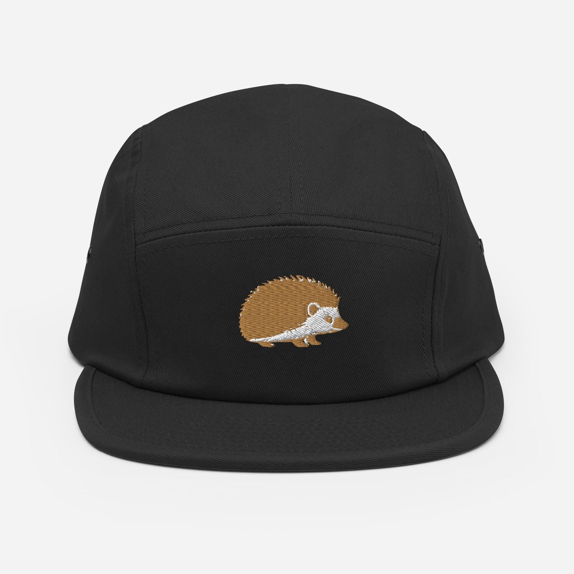 Hedgehog Embroidered Five Panel Camp Hat | Animal Print Cap for Nature Lovers | Cute Outdoor Accessory