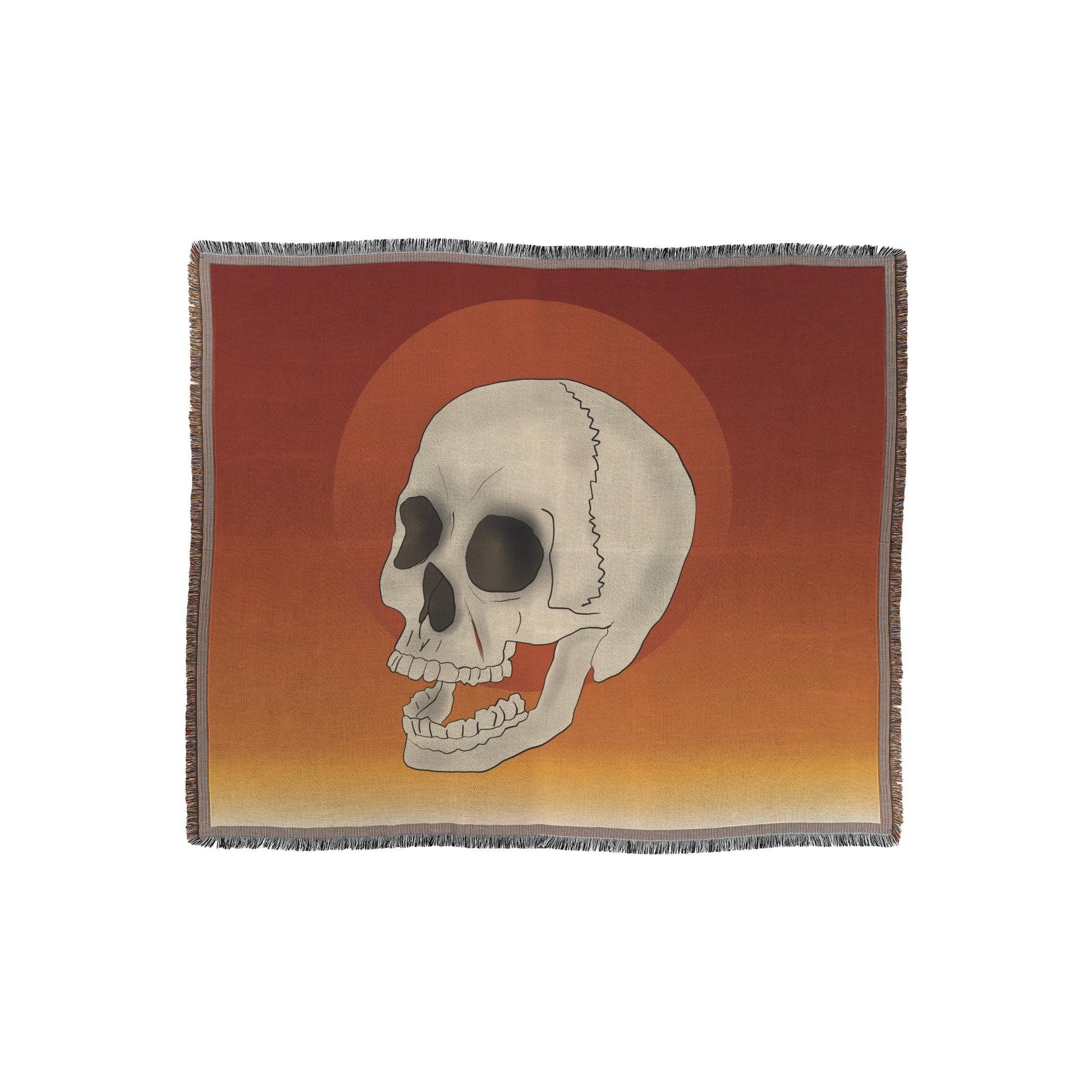 Skull and Sun Woven Blanket | Dark Decor Halloween Throw | Cozy Spooky Home Accents for Halloween Vibes