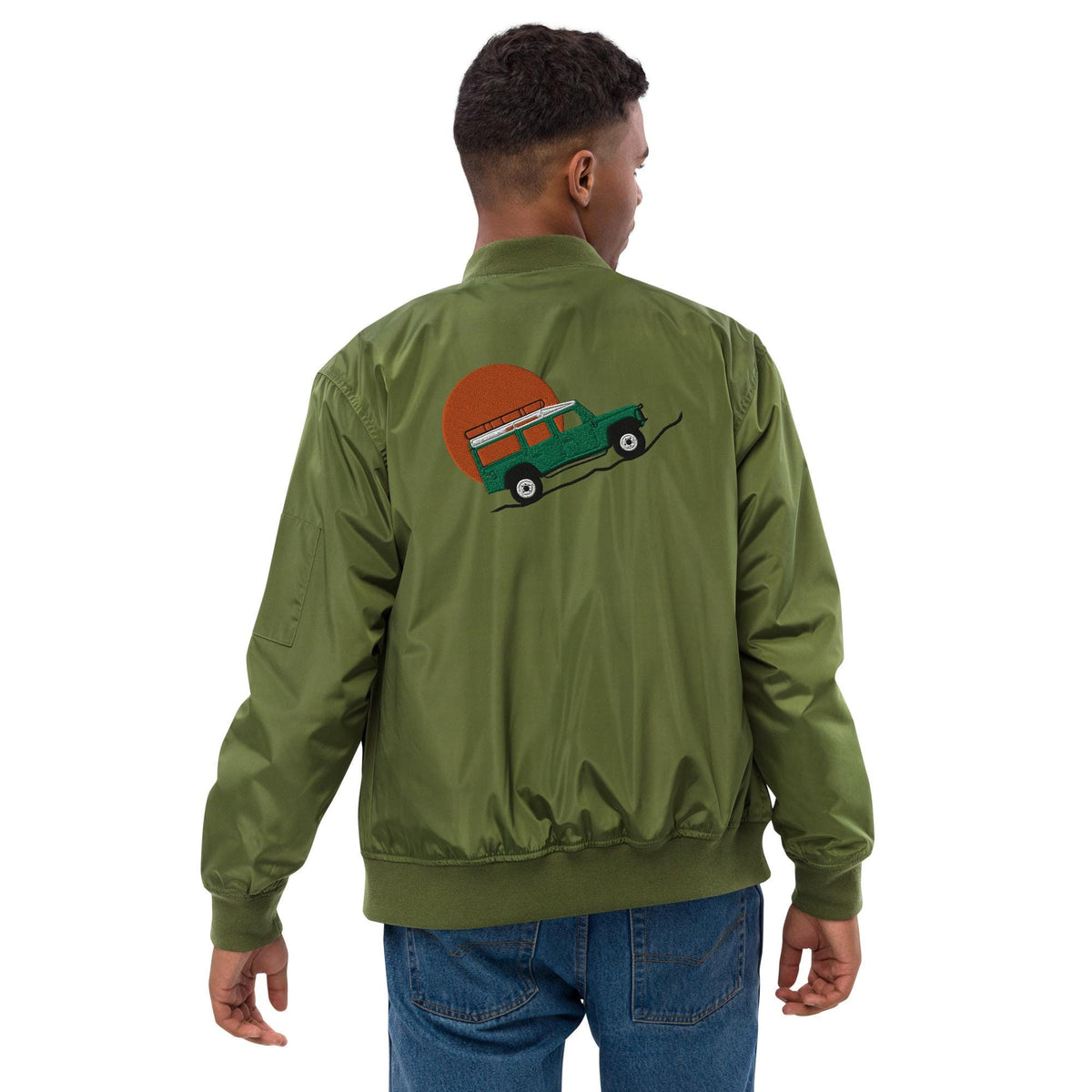 Defender and Sun | Land Rover Premium Recycled Bomber Jacket | Eco-Friendly Outerwear, Sustainable Fashion, Stylish Warmth