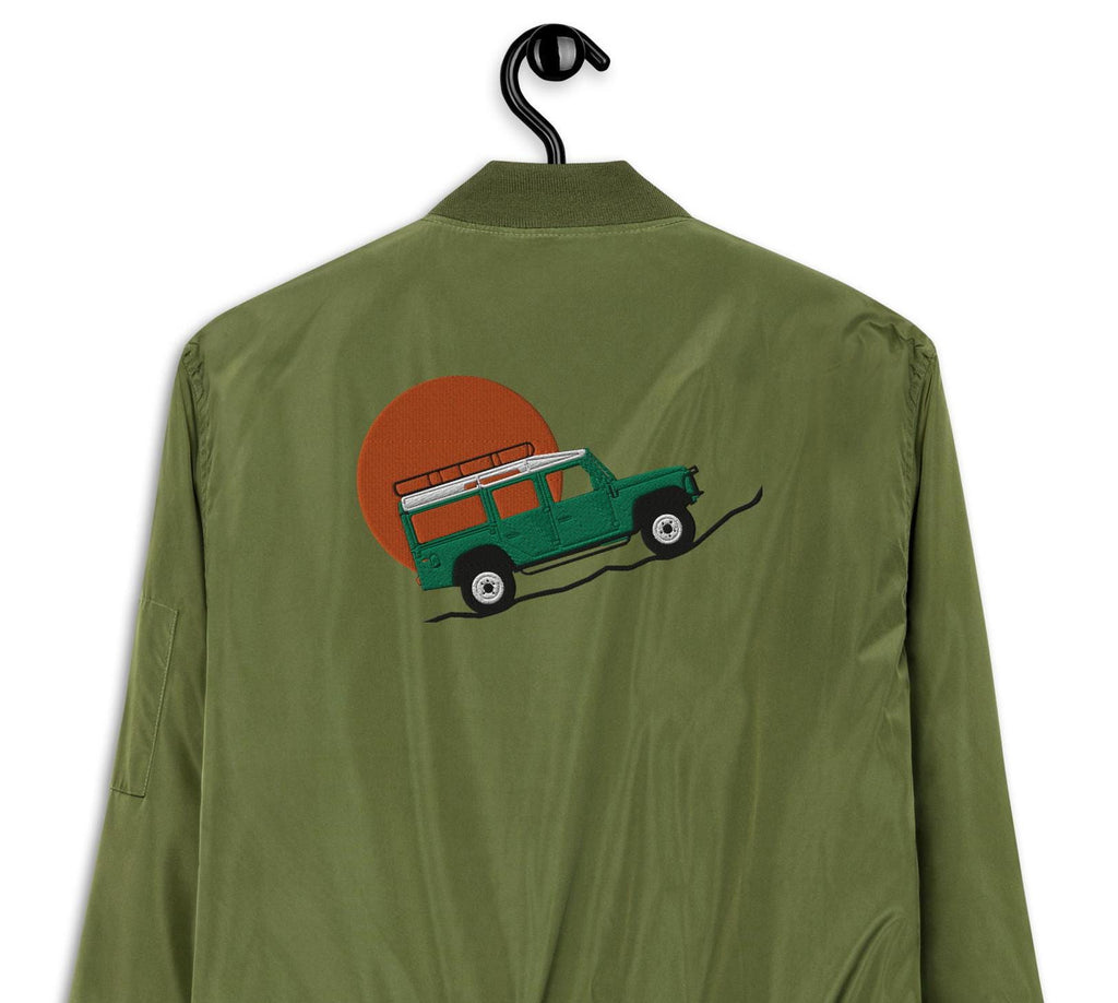 Defender and Sun | Land Rover Premium Recycled Bomber Jacket | Eco-Friendly Outerwear, Sustainable Fashion, Stylish Warmth