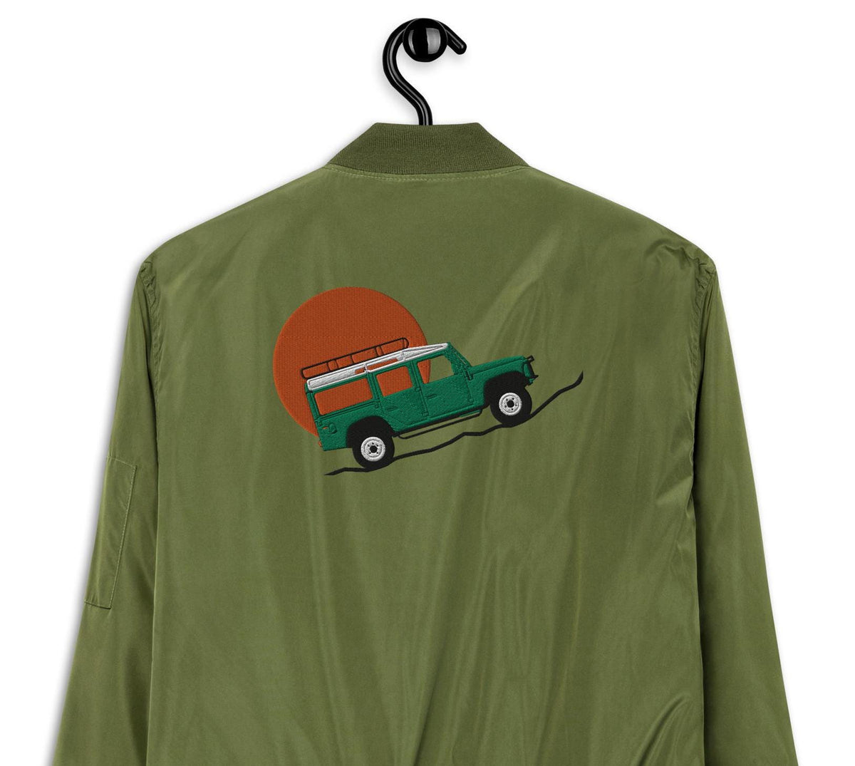 Defender and Sun | Land Rover Premium Recycled Bomber Jacket | Eco-Friendly Outerwear, Sustainable Fashion, Stylish Warmth