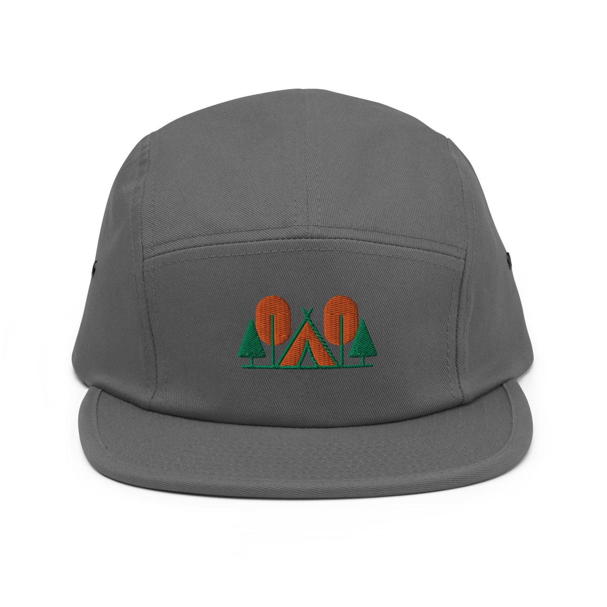 Camp Themed Five Panel Hat | Embroidered Outdoor Lover's Cap | Ideal Gift for Camping Enthusiasts & Adventures