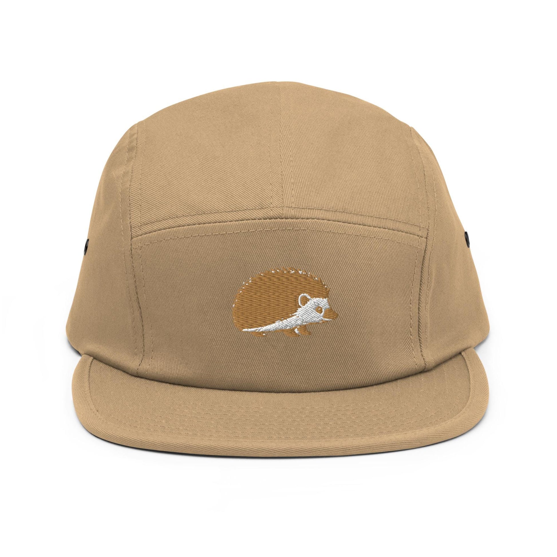 Hedgehog Embroidered Five Panel Camp Hat | Animal Print Cap for Nature Lovers | Cute Outdoor Accessory