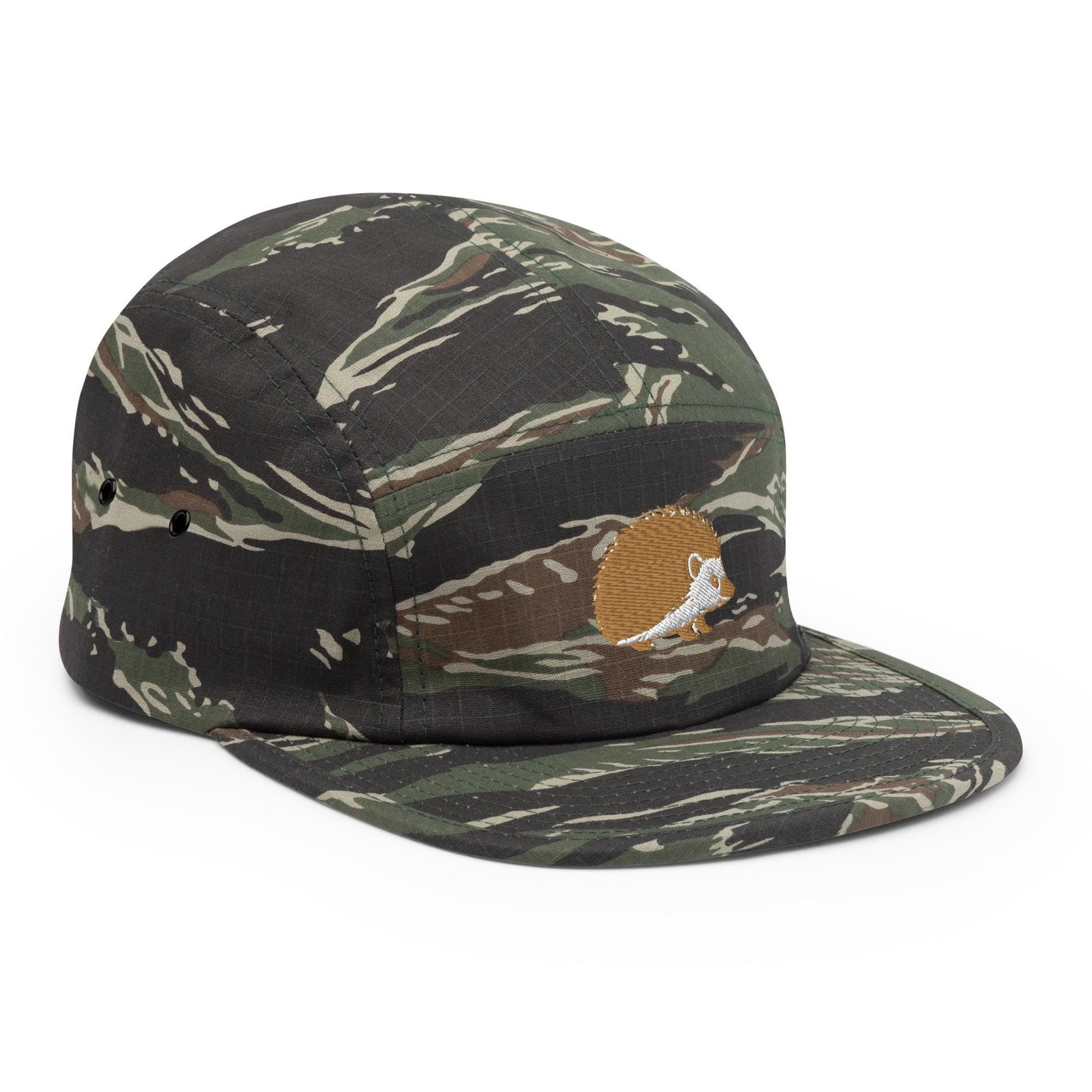 Hedgehog Embroidered Five Panel Camp Hat | Animal Print Cap for Nature Lovers | Cute Outdoor Accessory