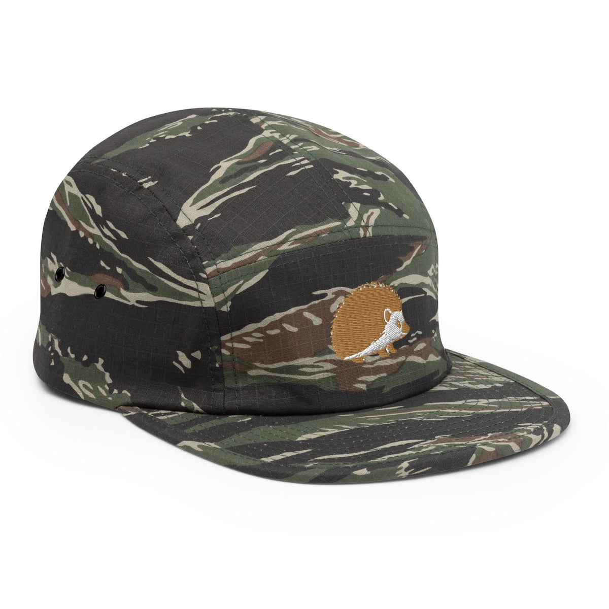 Hedgehog Embroidered Five Panel Camp Hat | Animal Print Cap for Nature Lovers | Cute Outdoor Accessory