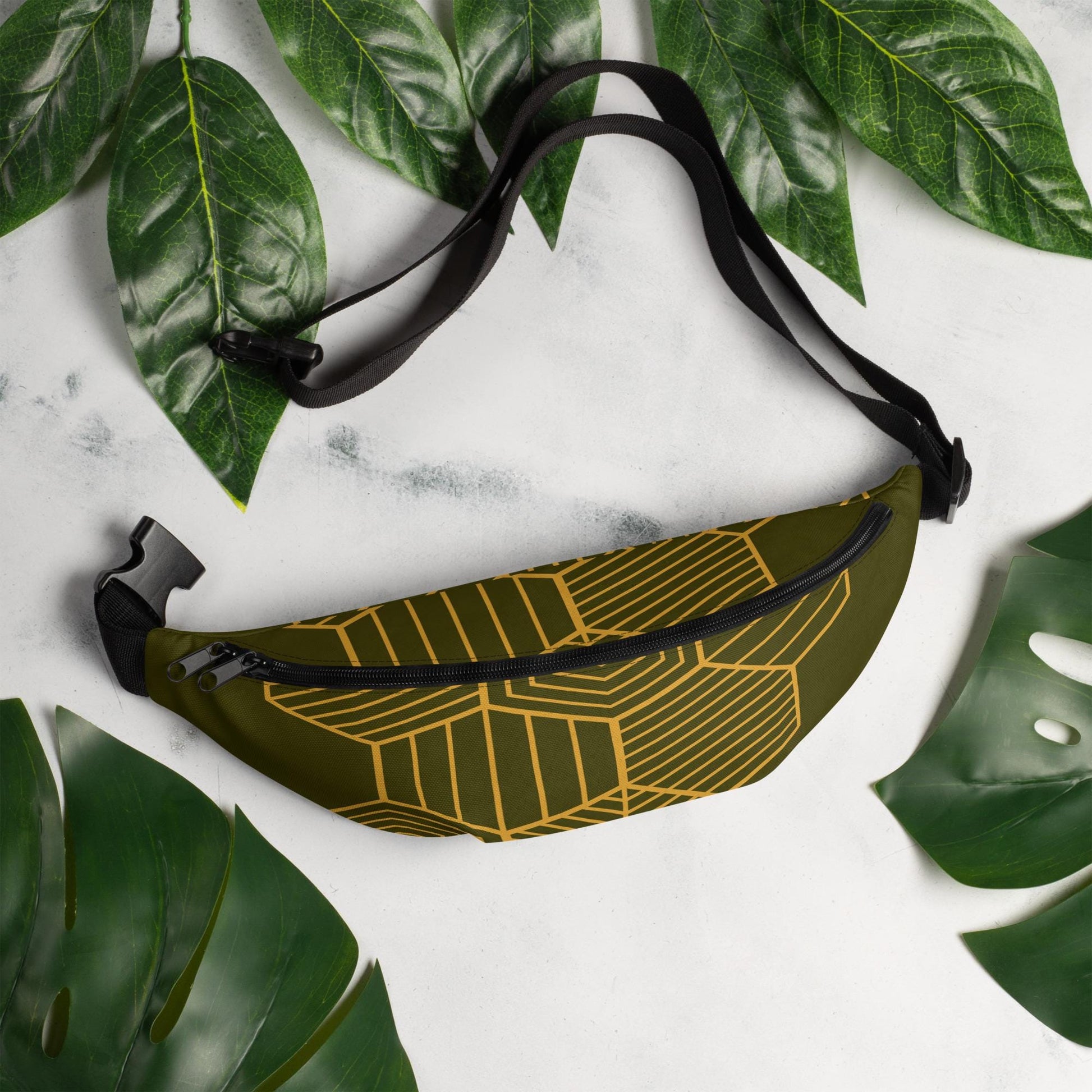 Fanny Pack | Hex Design in Dark Olive | Stylish and Functional Waist Bag for Travel & Everyday Use