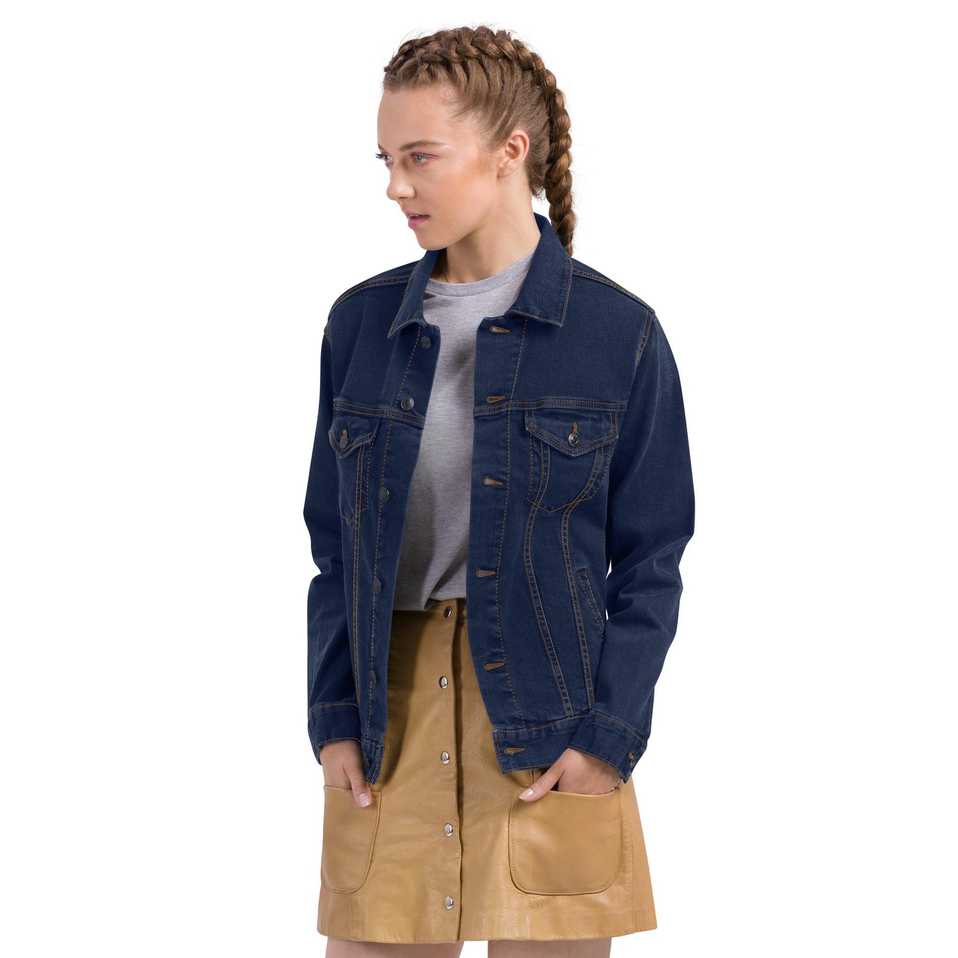 Denim Jacket | Embroidered Mountain Lion Skull Trucker | Unisex Skull Jacket | Unique & Stylish Denim Outerwear
