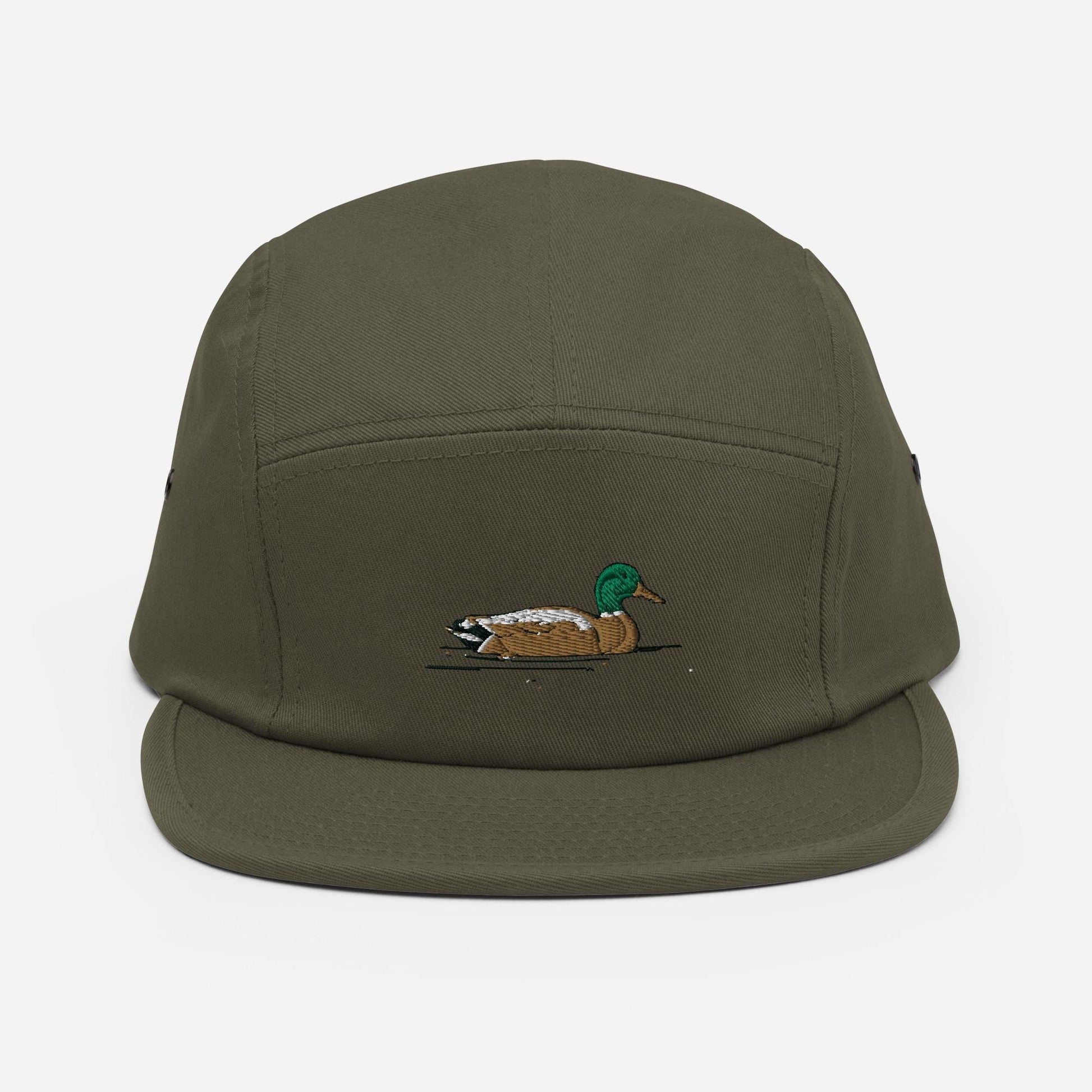 Camp Hat | Mallard Duck Embroidered Five Panel Cap | Outdoor & Adventure Headwear | Fishing, Hiking, Camping Gear