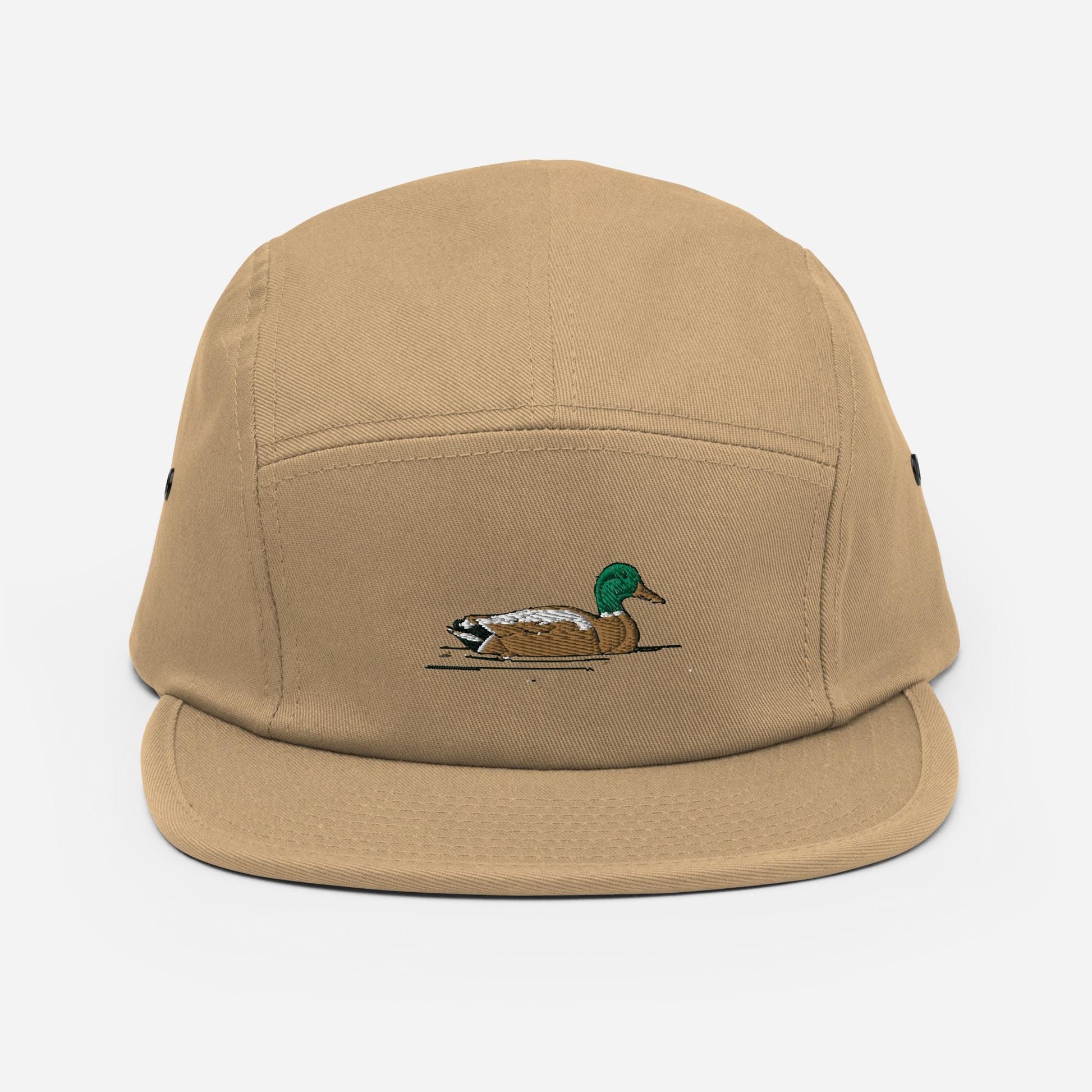 Camp Hat | Mallard Duck Embroidered Five Panel Cap | Outdoor & Adventure Headwear | Fishing, Hiking, Camping Gear