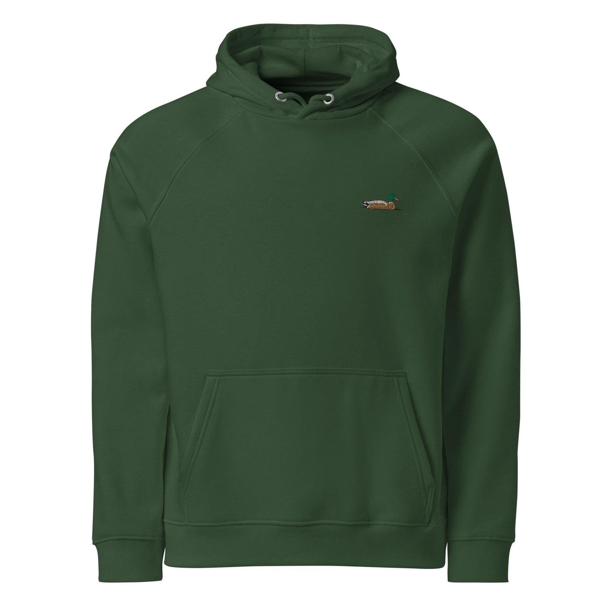 Mallard Duck Embroidered Hoodie | Unisex Eco Raglan Jacket | Comfortable & Stylish Duck Sweatshirt for Nature Lovers