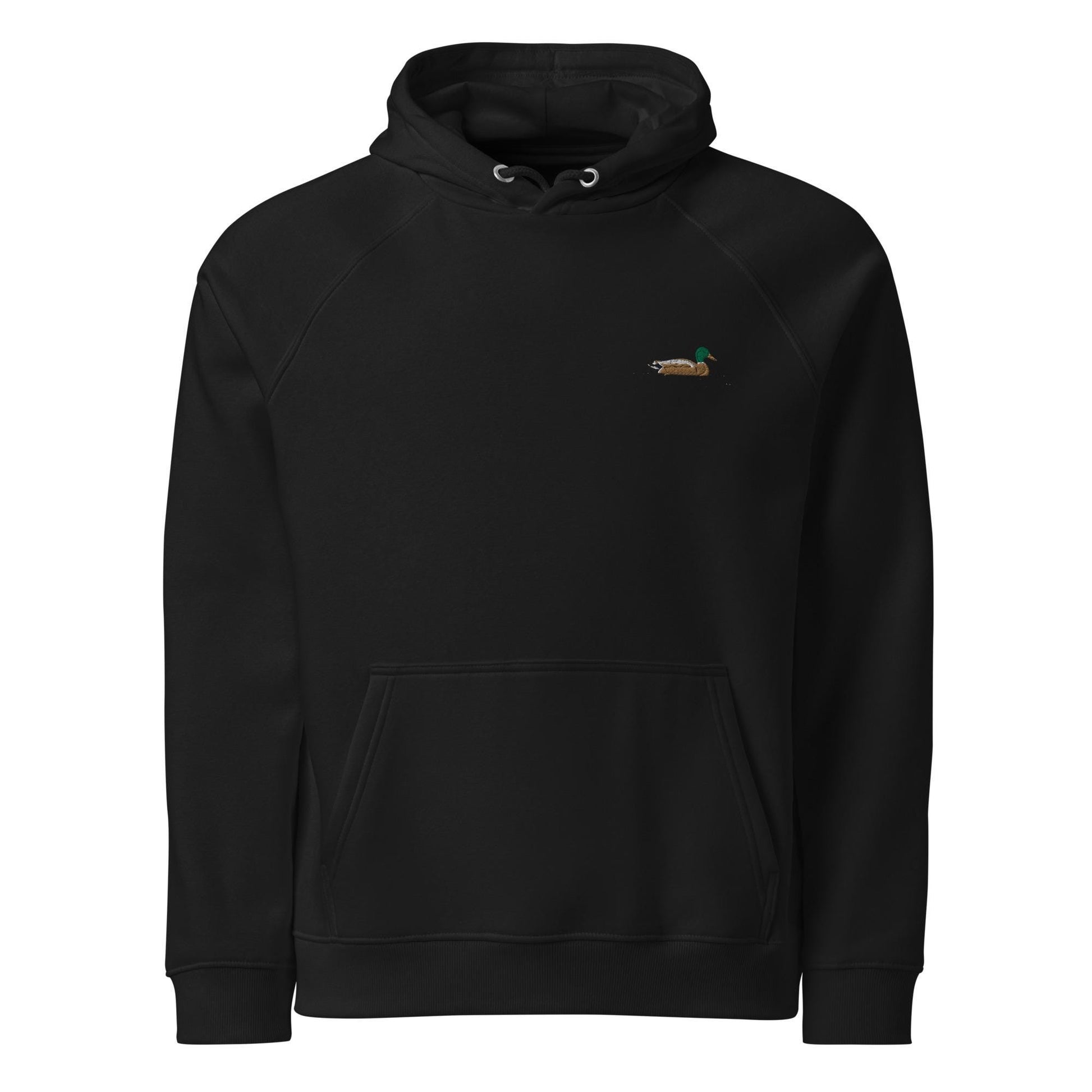 Mallard Duck Embroidered Hoodie | Unisex Eco Raglan Jacket | Comfortable & Stylish Duck Sweatshirt for Nature Lovers
