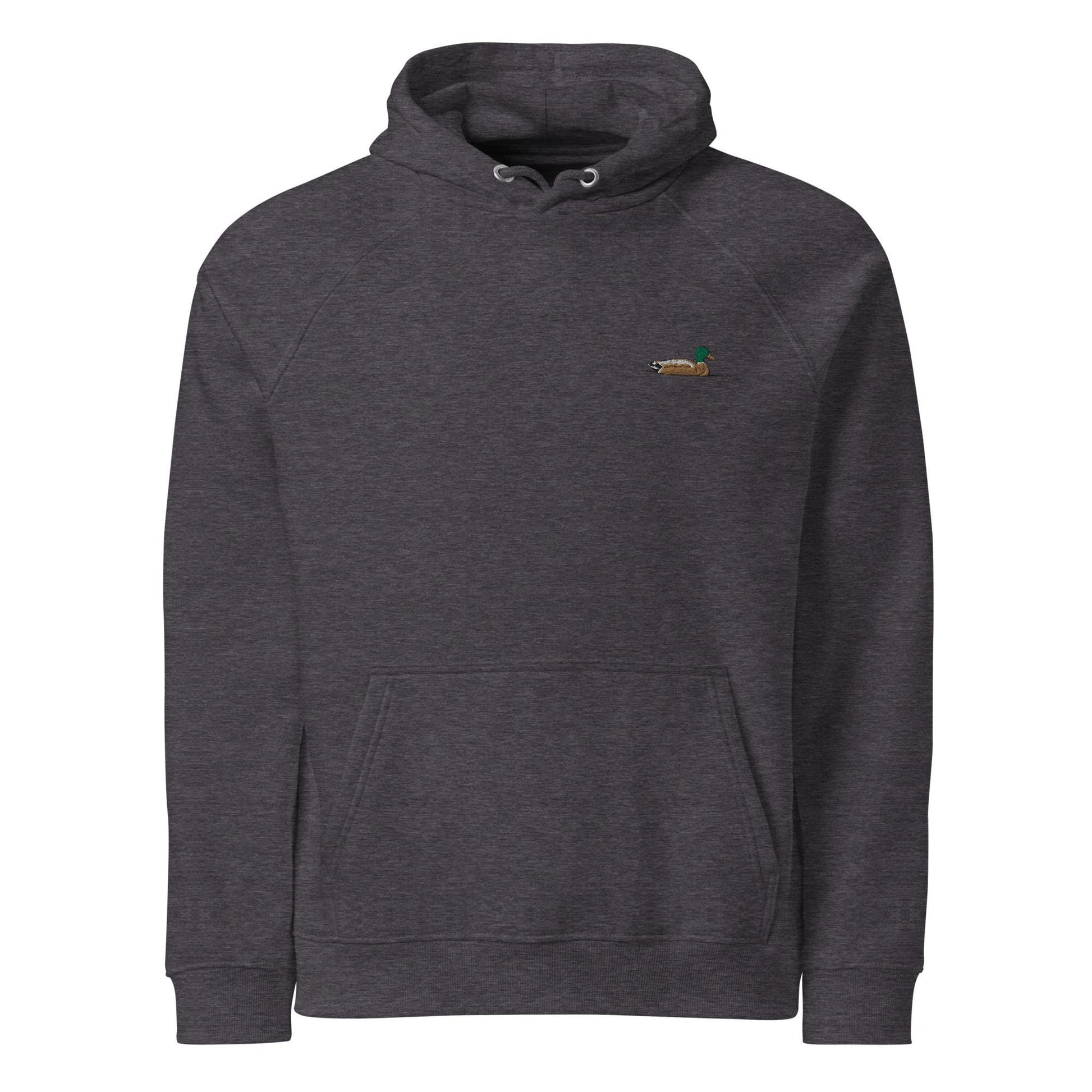 Mallard Duck Embroidered Hoodie | Unisex Eco Raglan Jacket | Comfortable & Stylish Duck Sweatshirt for Nature Lovers