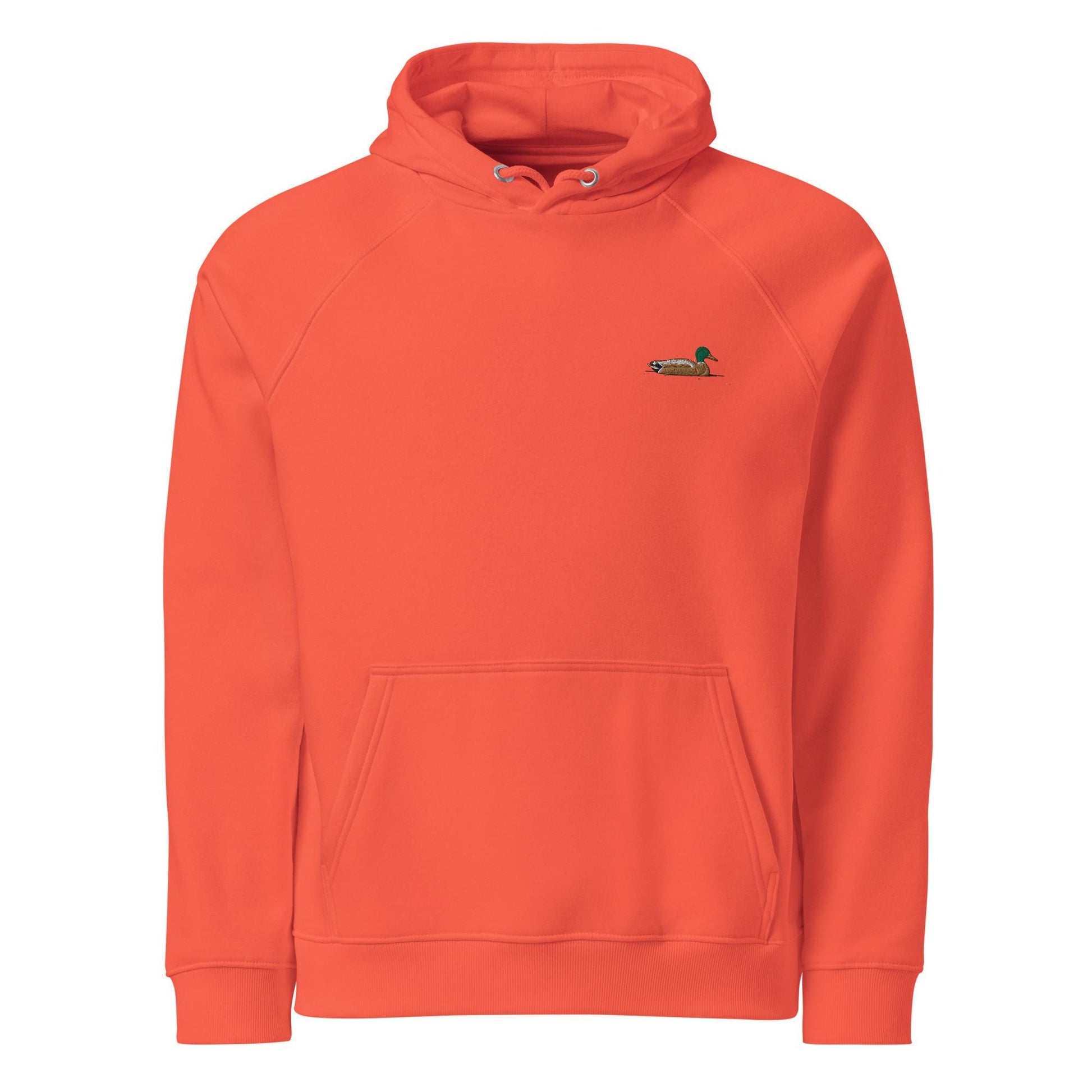 Mallard Duck Embroidered Hoodie | Unisex Eco Raglan Jacket | Comfortable & Stylish Duck Sweatshirt for Nature Lovers