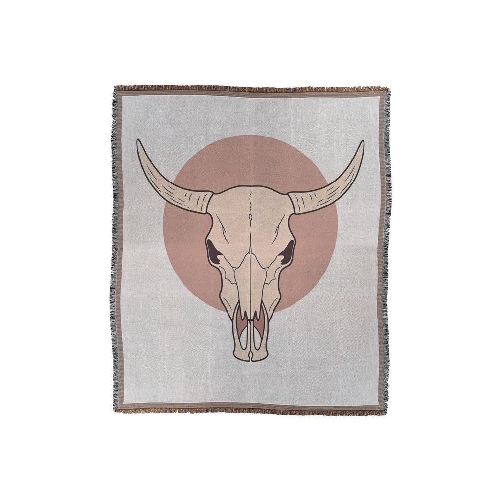 Throw Blanket | Woven Cow Skull Design | Western Decor | Cozy Home Accessory | Unique Gift Idea for Rustic Style