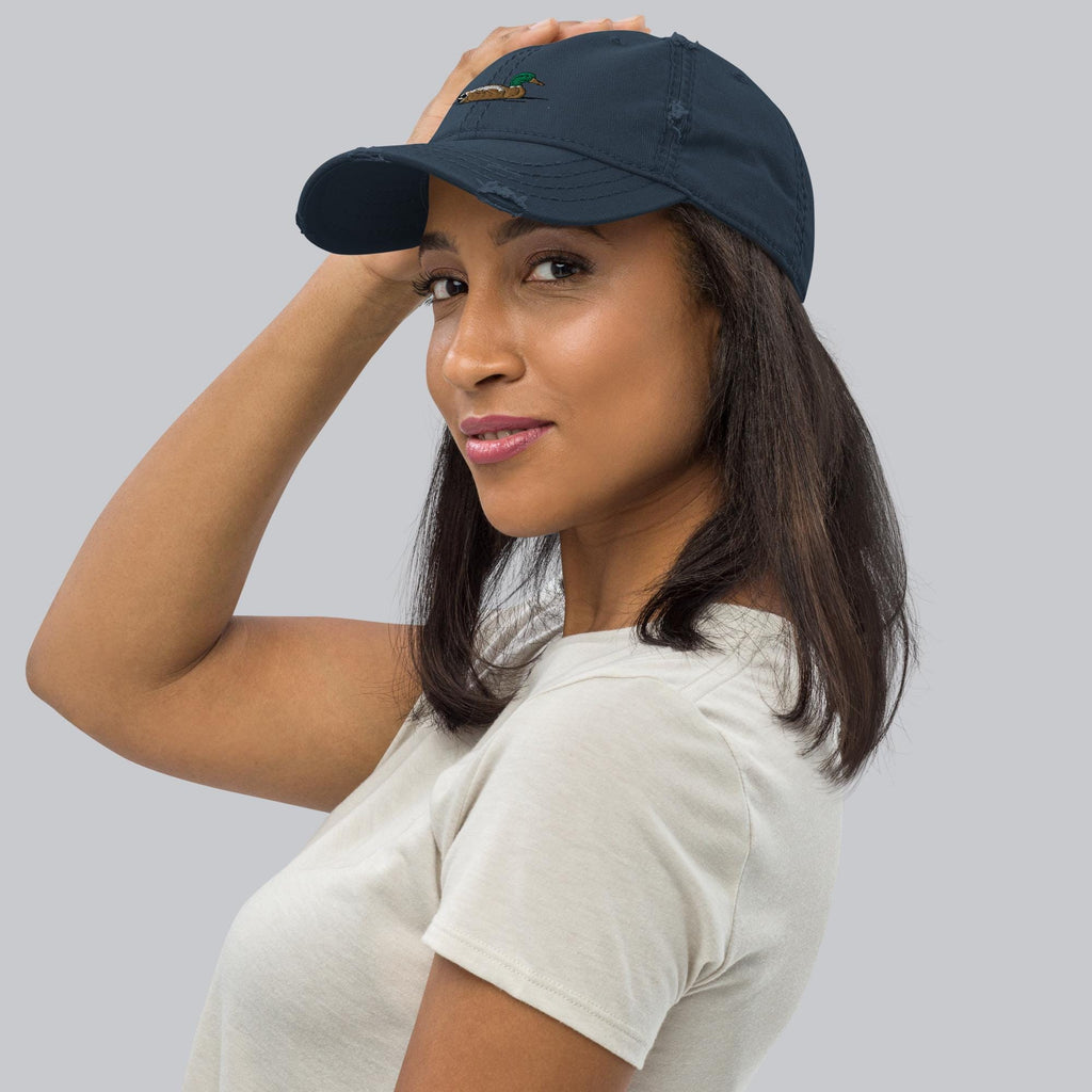 Dad Hat | Mallard Duck Embroidered Distressed Cap | Vintage Style Adjustable Hat for Outdoor Lovers & Nature Enthusiasts