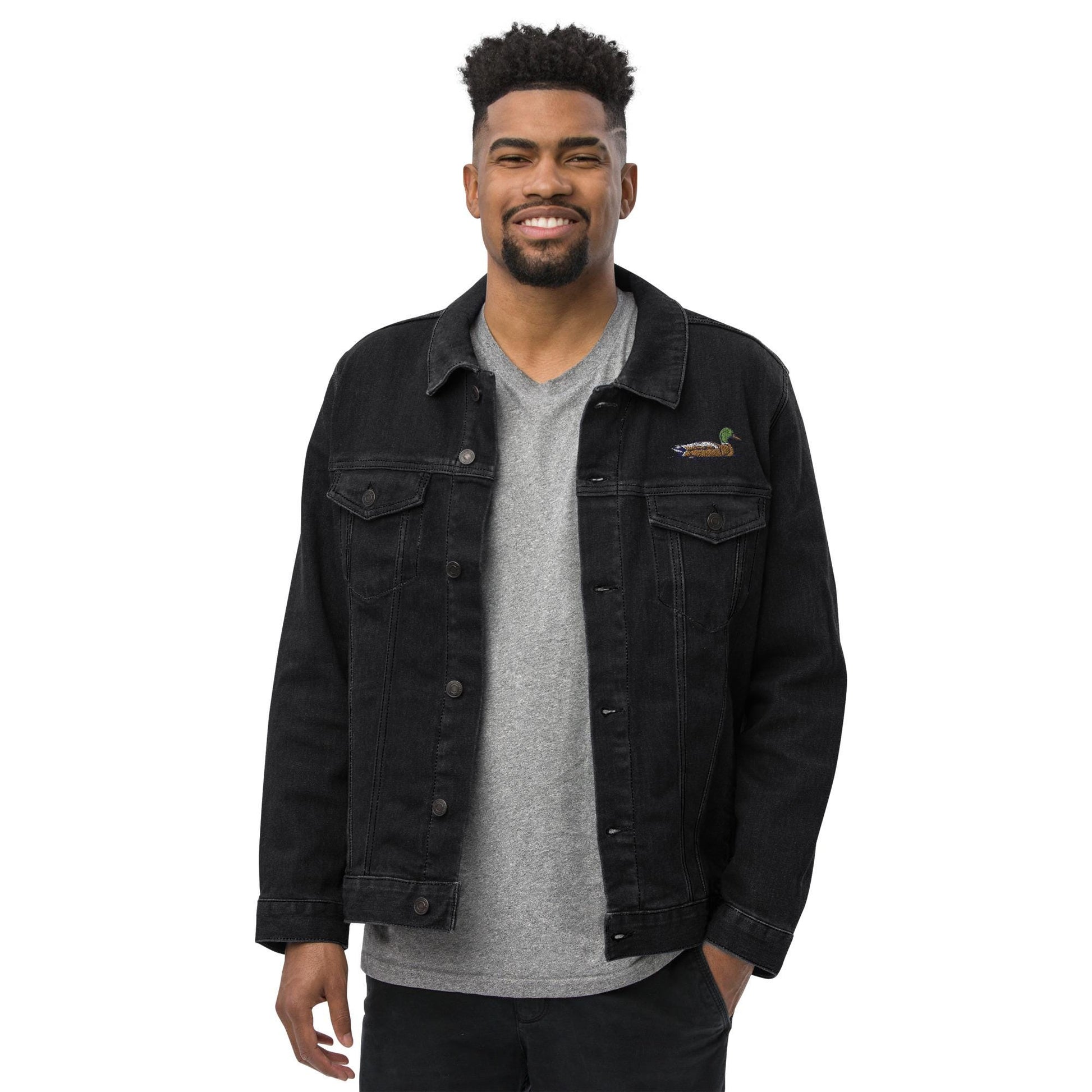 Mallard Duck Embroidered Denim Jacket | Unisex Outerwear | Cottagecore Style Jean Jacket | Unique Mallard Design for Nature Lovers
