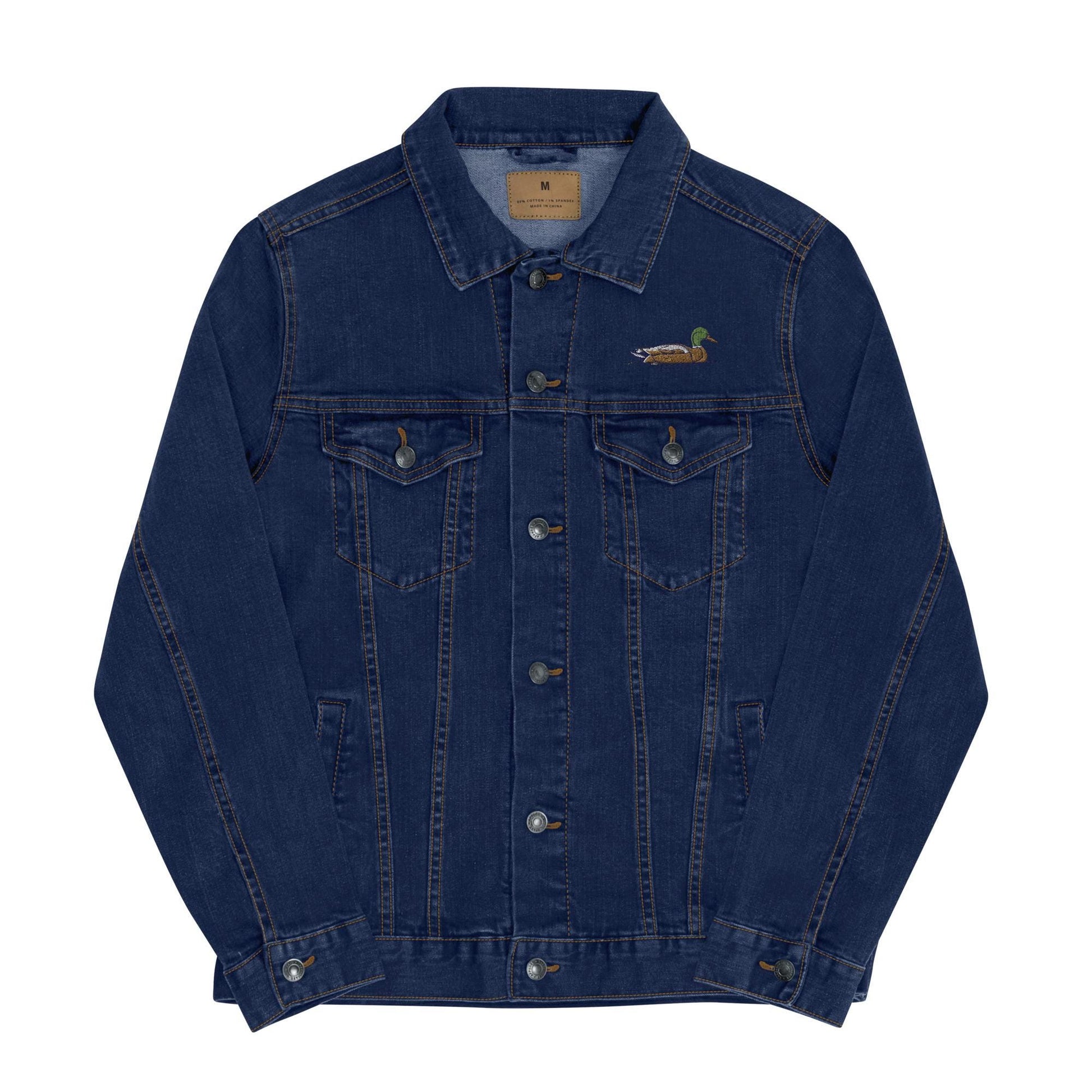 Mallard Duck Embroidered Denim Jacket | Unisex Outerwear | Cottagecore Style Jean Jacket | Unique Mallard Design for Nature Lovers