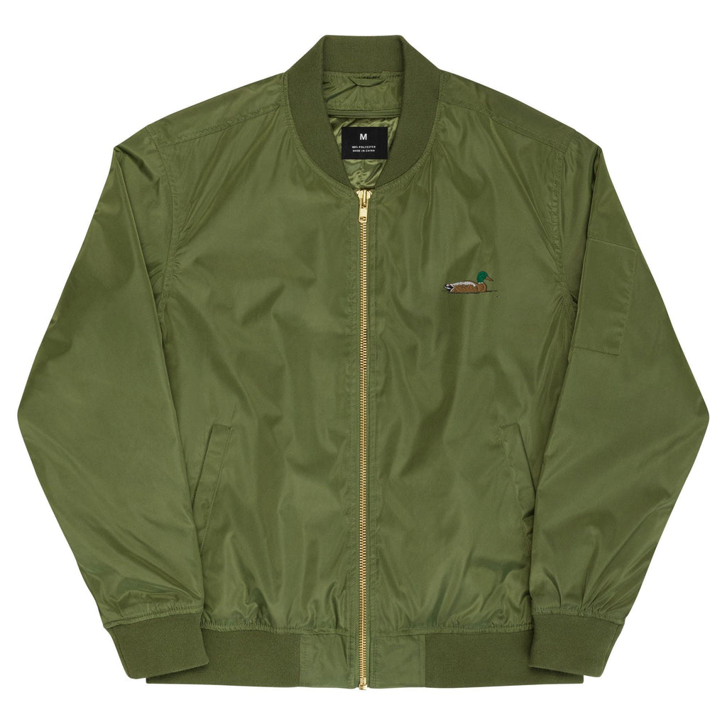 Bomber Jacket | Embroidered Mallard Duck Design | Eco-Friendly Premium Recycled Fabric | Stylish & Unique Outerwear