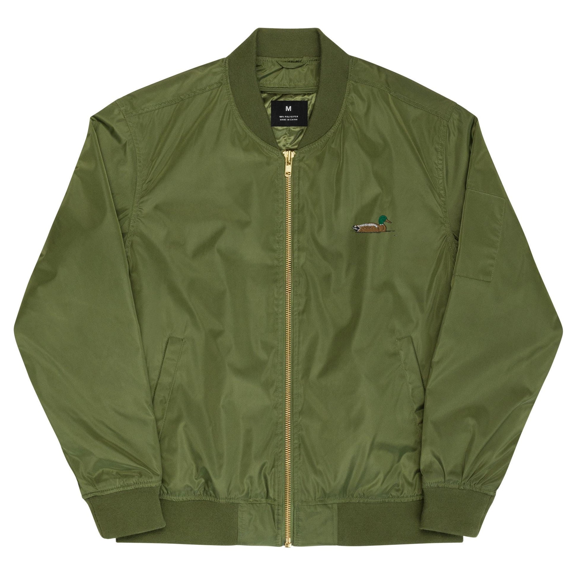 Bomber Jacket | Embroidered Mallard Duck Design | Eco-Friendly Premium Recycled Fabric | Stylish & Unique Outerwear