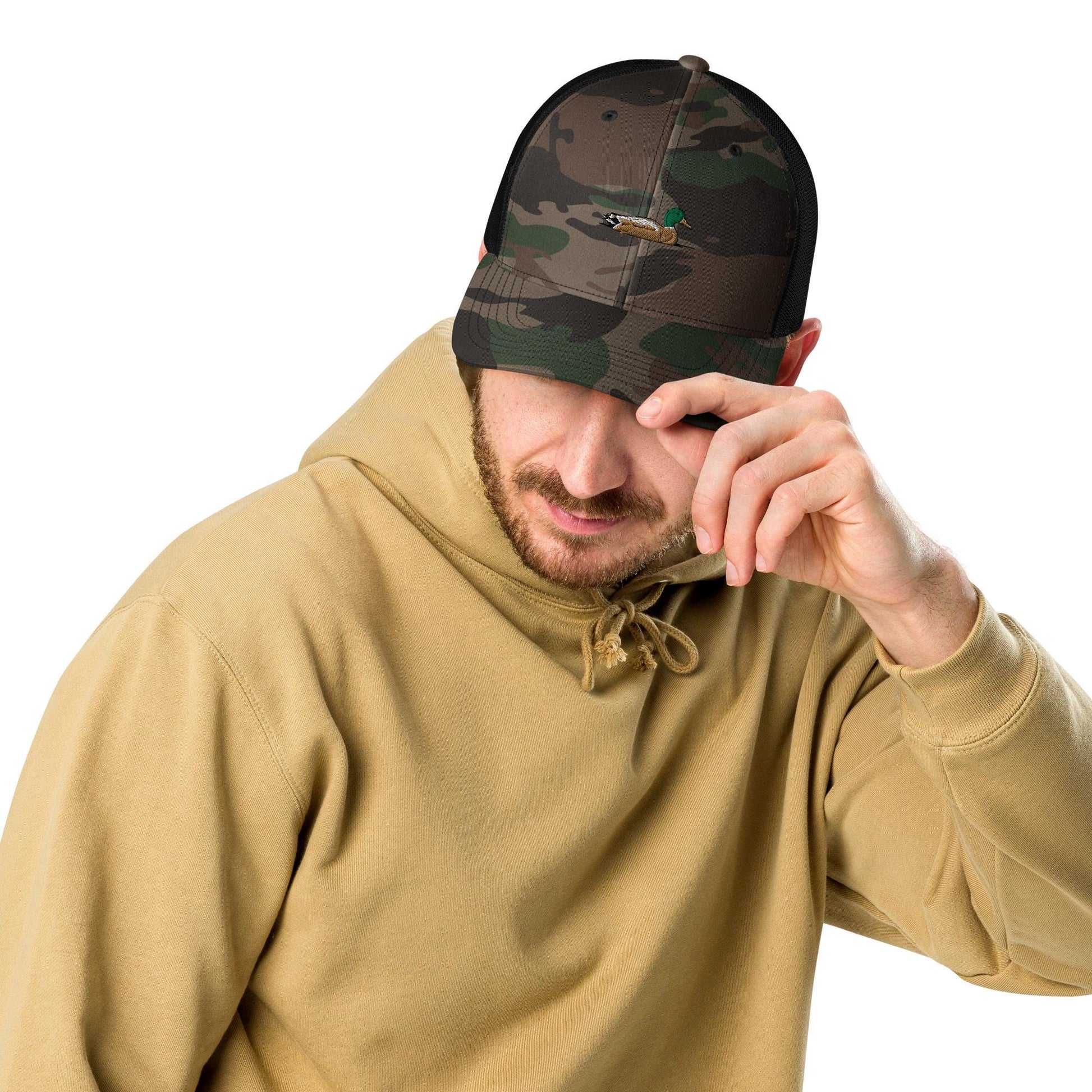 Embroidered Camouflage Trucker Hat | Stylish Mallard Duck Hat for Outdoor Adventures & Hunting