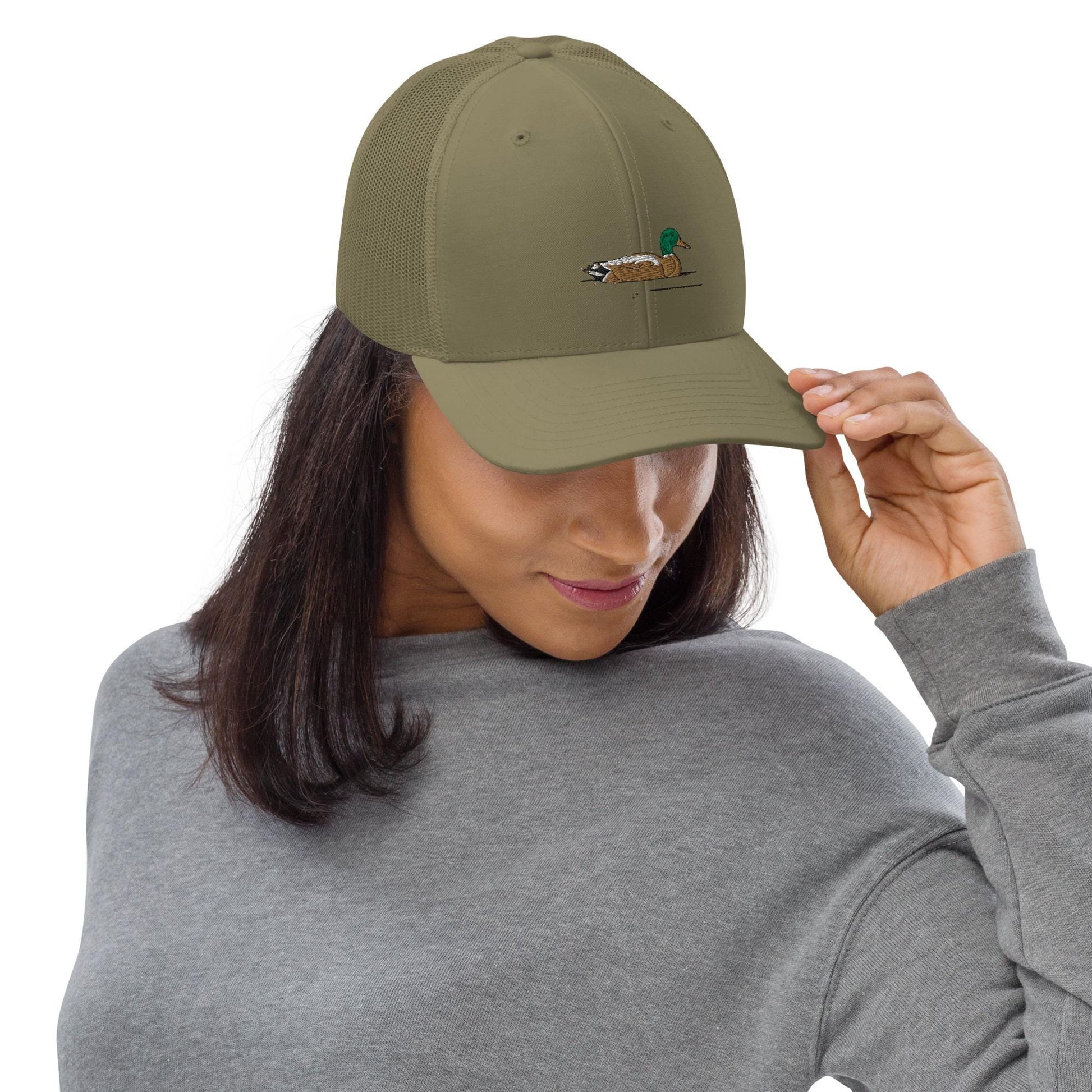 Embroidered Trucker Cap | Mallard Duck Design | Animal Print Duck Hat for Outdoors & Casual Wear