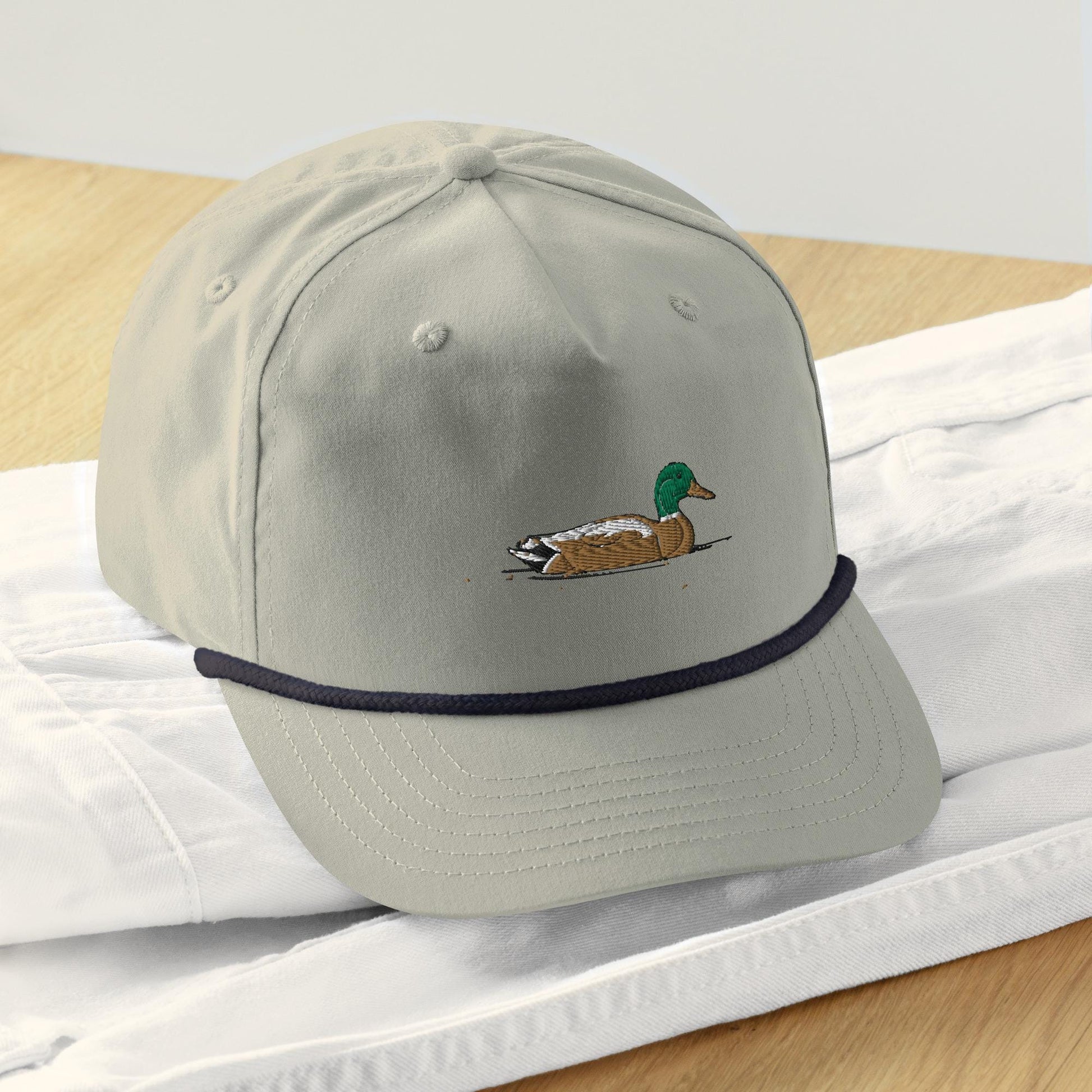 Cap | Mallard Duck Embroidered Rope Trucker Hat | Adjustable & Stylish Outdoor Headwear
