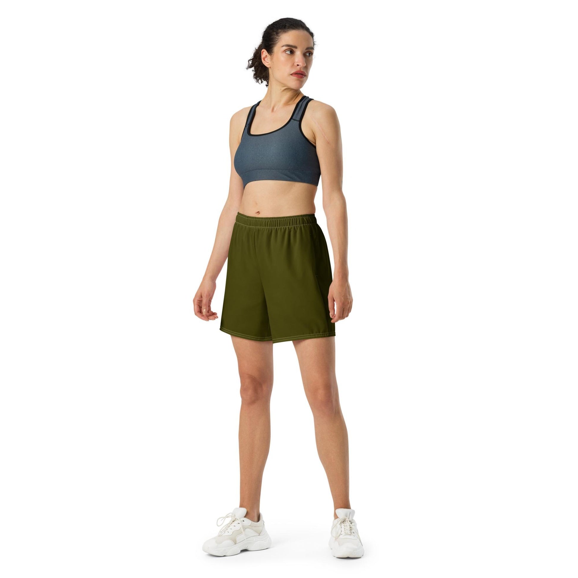 Dark Olive - Unisex Athletic Long Shorts