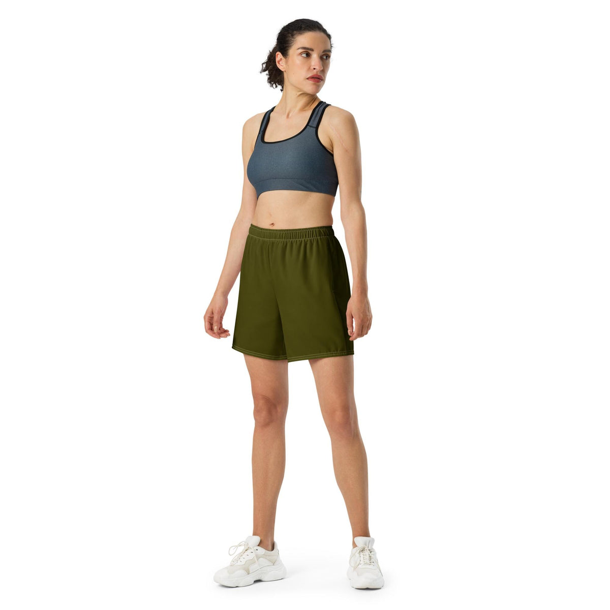Dark Olive - Unisex Athletic Long Shorts