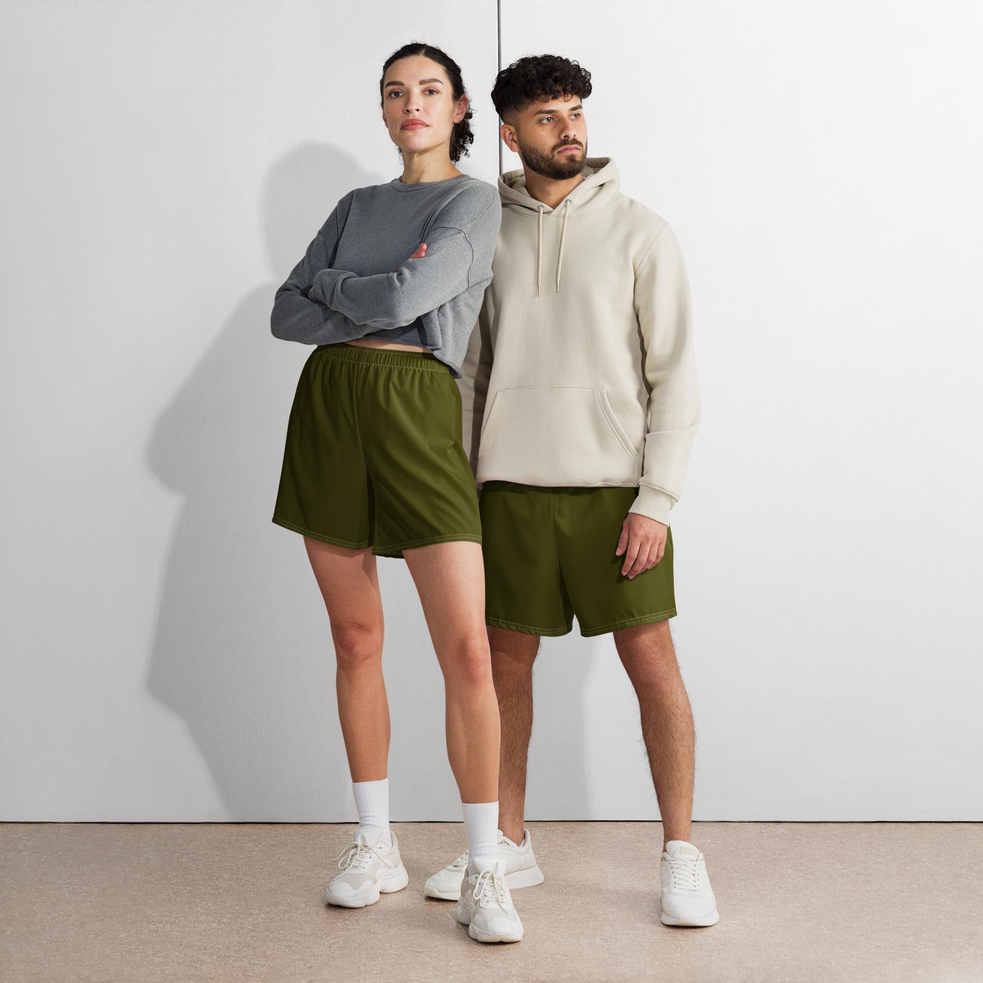 Dark Olive - Unisex Athletic Long Shorts