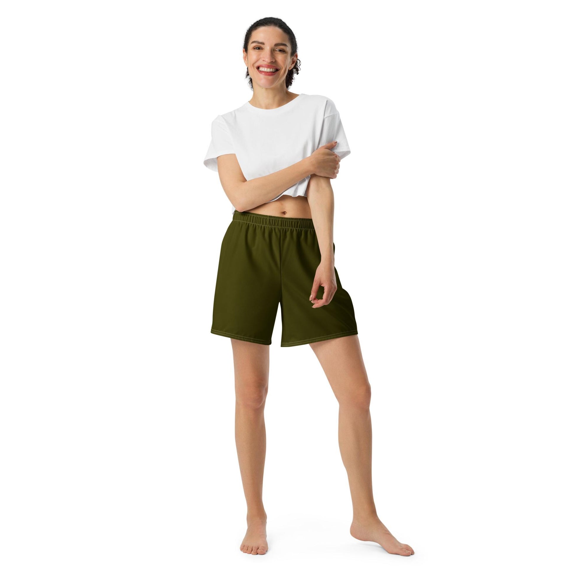 Dark Olive - Unisex Athletic Long Shorts
