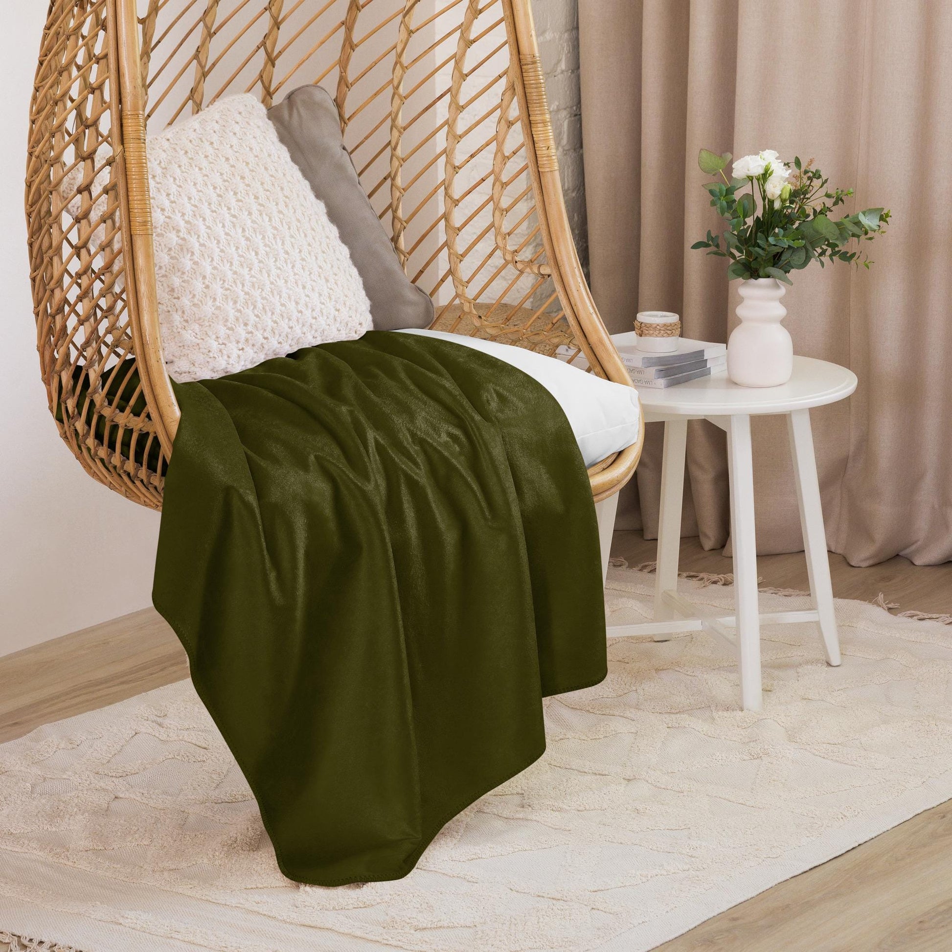 Dark Olive Sherpa Blanket | Cozy Throw | Comfy Home Decor | Dark Olive Lovers