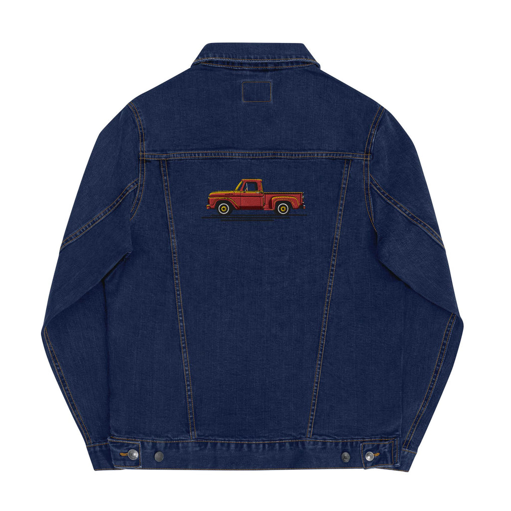 1963 Ford Embroidered Denim Jacket | Unisex Jean Trucker Jacket for Truck Lovers | Vintage Style Apparel