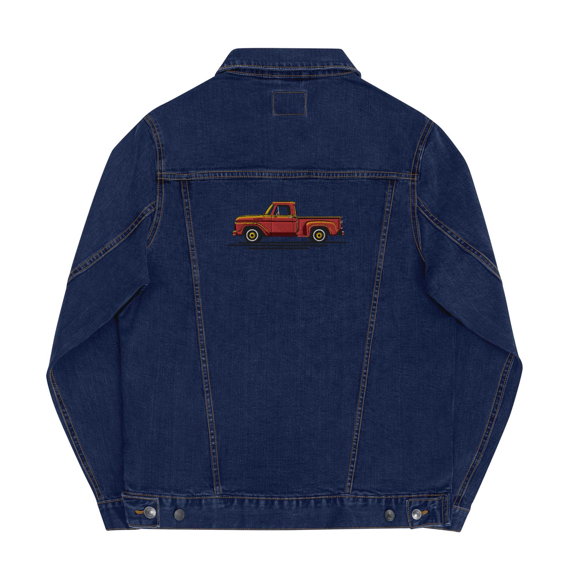1963 Ford Embroidered Denim Jacket | Unisex Jean Trucker Jacket for Truck Lovers | Vintage Style Apparel