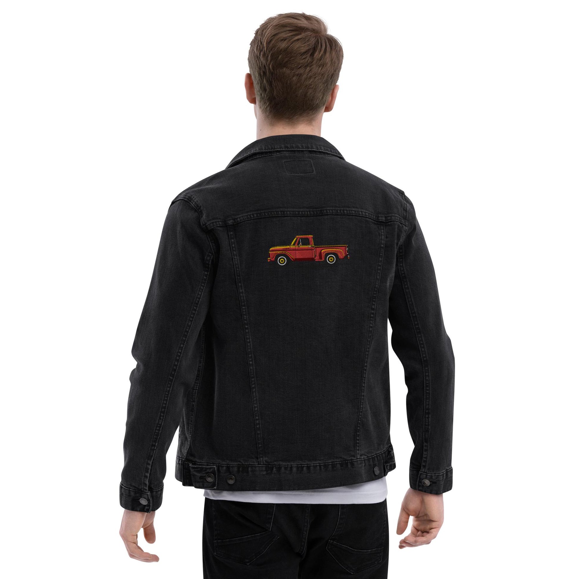 1963 Ford Embroidered Denim Jacket | Unisex Jean Trucker Jacket for Truck Lovers | Vintage Style Apparel