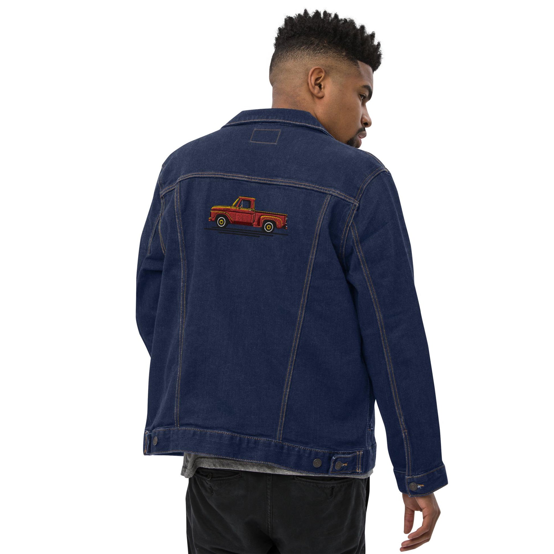 1963 Ford Embroidered Denim Jacket | Unisex Jean Trucker Jacket for Truck Lovers | Vintage Style Apparel