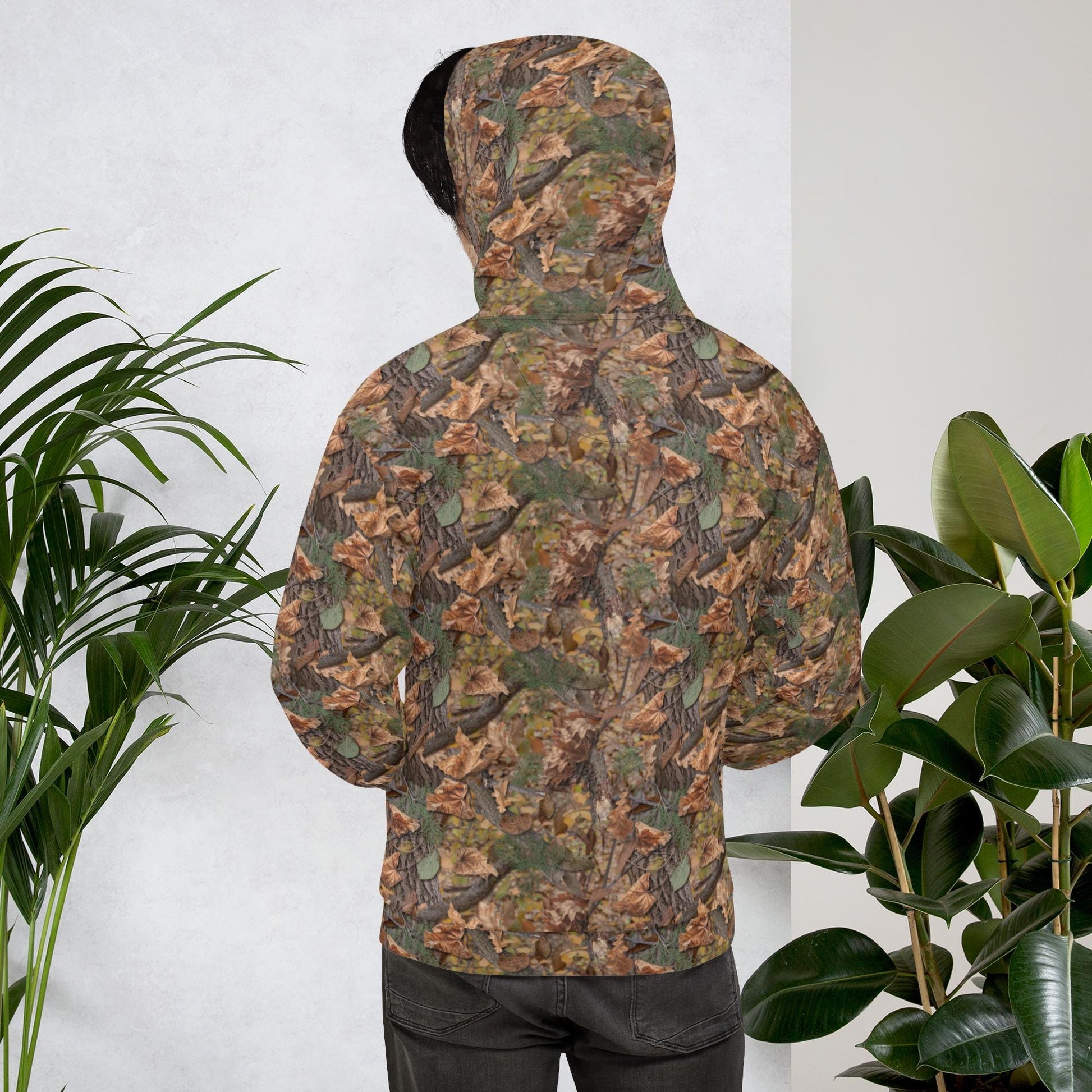 Hoodie | Unisex Woodland Pattern Hoodie | Hunting Style All Over Print | Foliage Camouflage Sweatshirt | Nature Lover Gift