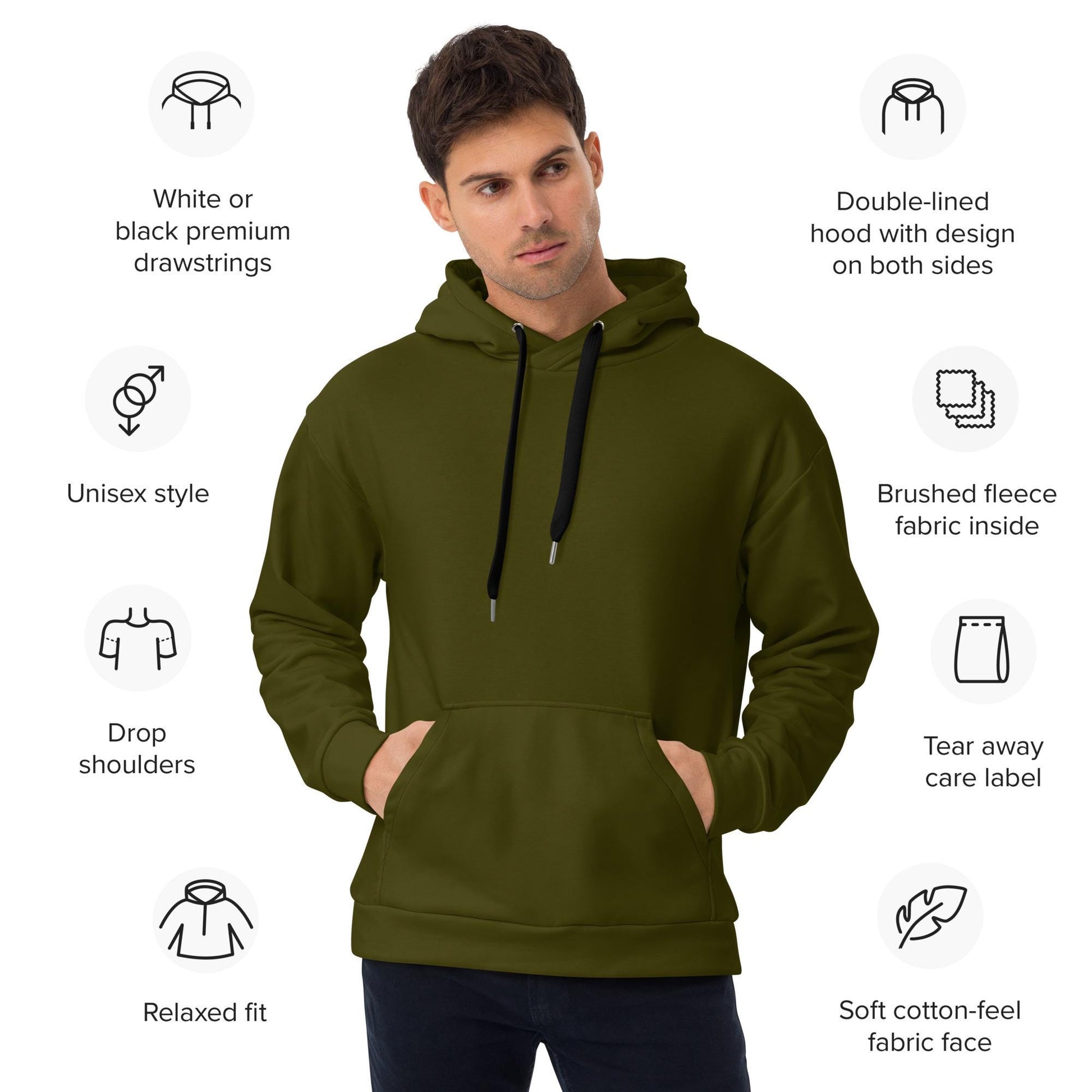 Hoodie | Unisex Dark Olive Green Pullover | Solid Color Comfort for All | Cozy Everyday Wear