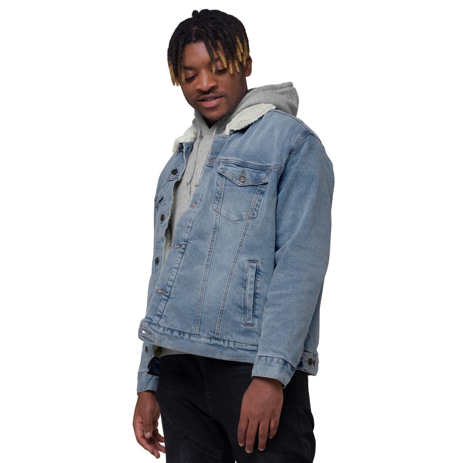 Embroidered Horse Skull Sherpa Denim Jacket | Unique Sherpa Trucker Jacket | Stylish Unisex Outerwear
