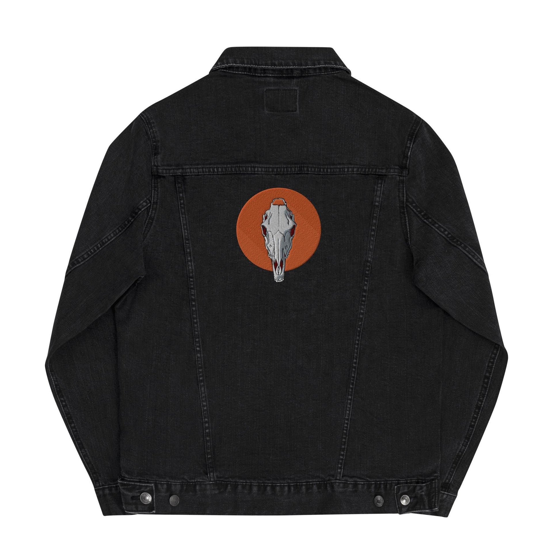 Embroidered Horse Skull Denim Jacket | Unisex Trucker Jacket | Unique Skull Design | Trendy Embroidered Outerwear