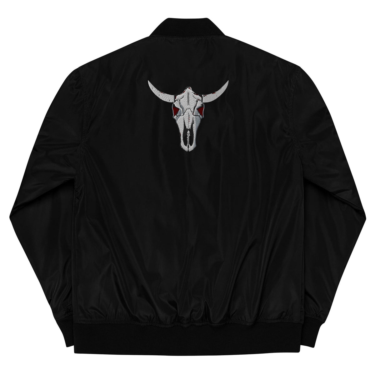 Embroidered Cow Skull Bomber Jacket | Premium Recycled Jacket | Unique Embroidery, Fashion-Forward Outerwear, Gift for Her