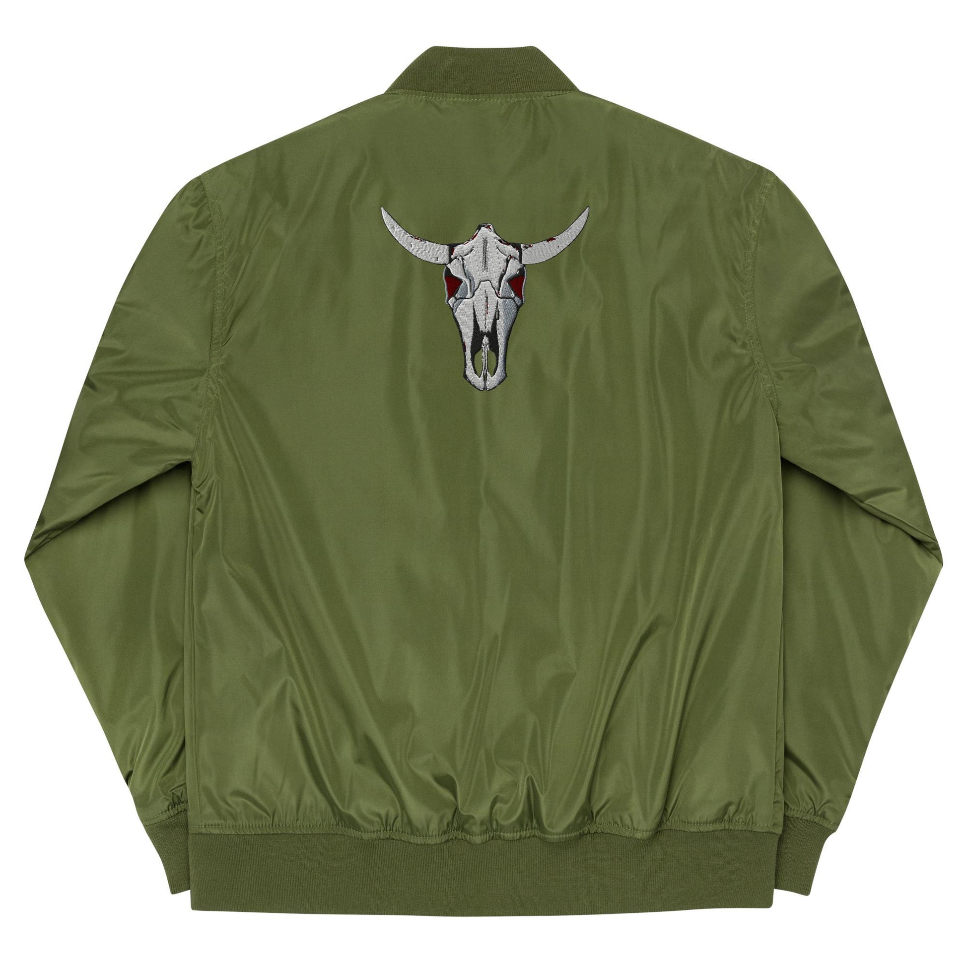 Embroidered Cow Skull Bomber Jacket | Premium Recycled Jacket | Unique Embroidery, Fashion-Forward Outerwear, Gift for Her
