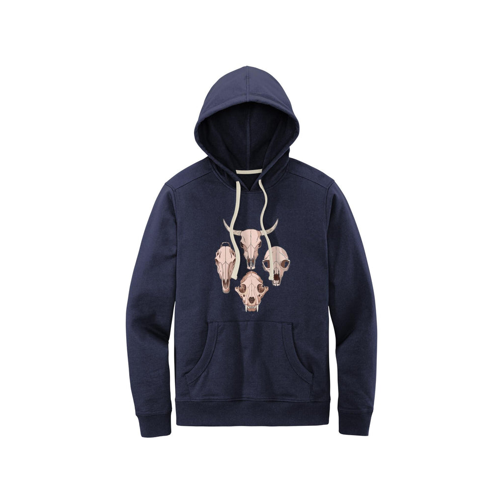 Pullover | Animal Skull Hoodie | Cow, Mountain Lion, Bear & Horse Skull Designs | Cozy District Re-Fleece Sweatshirt