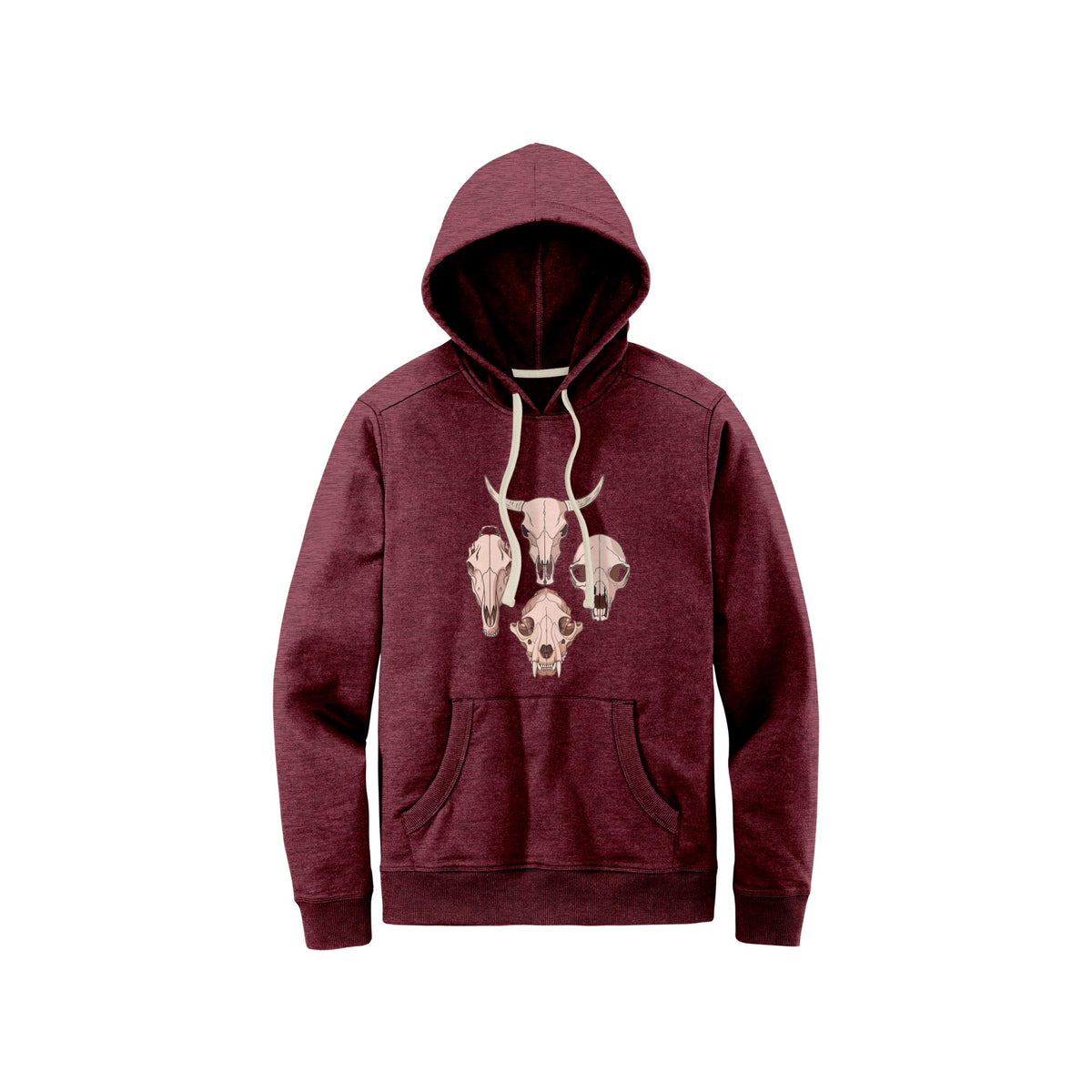 Pullover | Animal Skull Hoodie | Cow, Mountain Lion, Bear & Horse Skull Designs | Cozy District Re-Fleece Sweatshirt