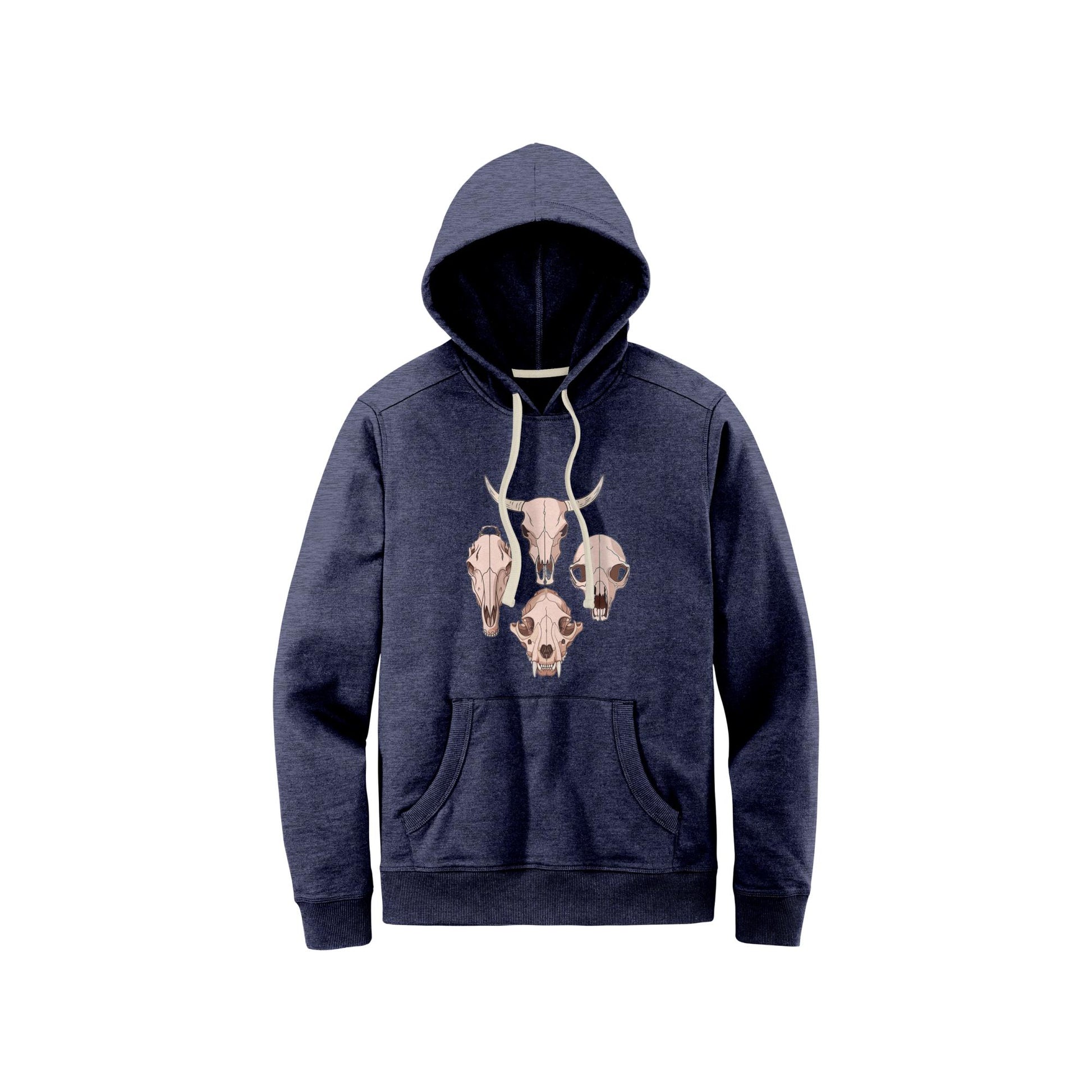 Pullover | Animal Skull Hoodie | Cow, Mountain Lion, Bear & Horse Skull Designs | Cozy District Re-Fleece Sweatshirt
