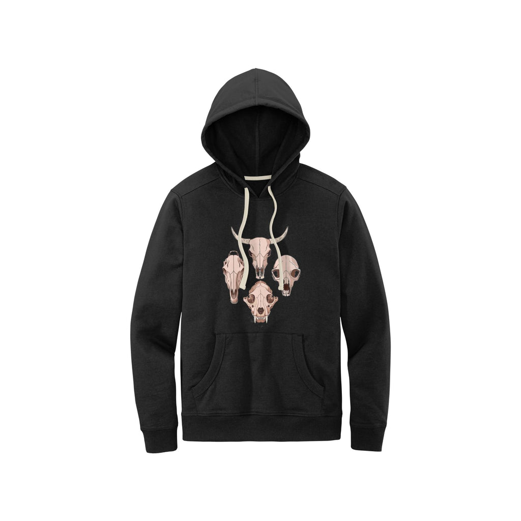 Pullover | Animal Skull Hoodie | Cow, Mountain Lion, Bear & Horse Skull Designs | Cozy District Re-Fleece Sweatshirt