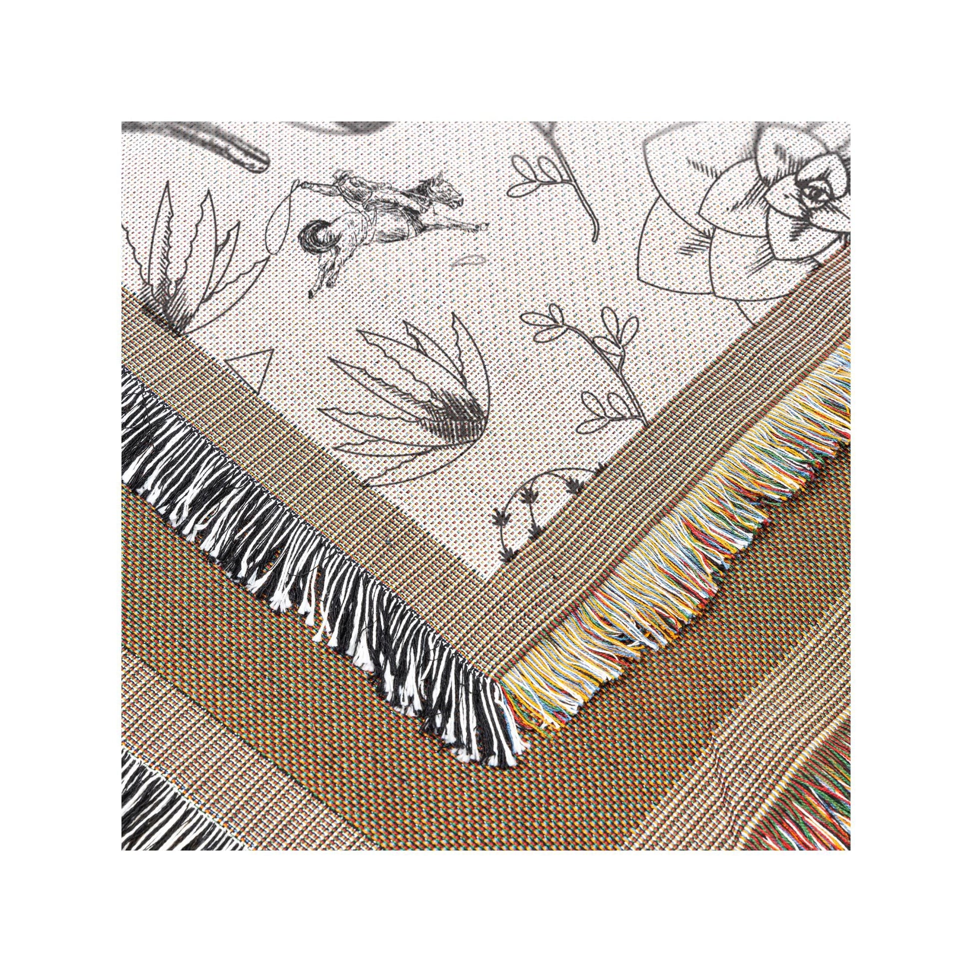 Cactus Western Throw | Cozy Boho Decor for Southwestern Eclectic Aesthetic | Warm Home Accent Piece