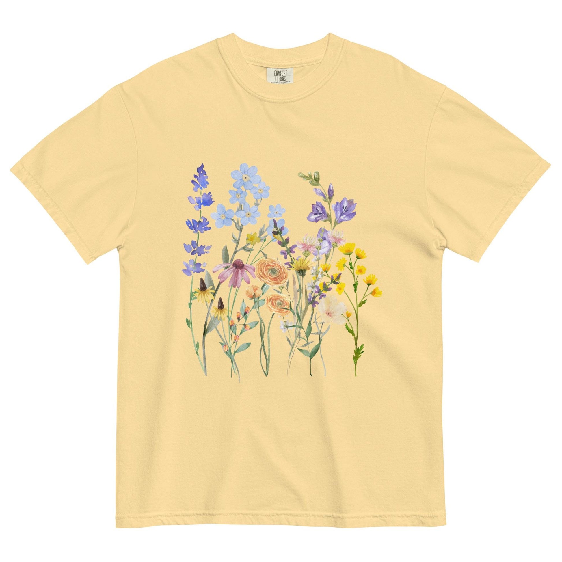 Watercolor Wildflowers Shirt | Comfort Colors | Botanical Floral Tee | Cottagecore Shirt | Boho | Gift For Gardeners and Nature Lovers