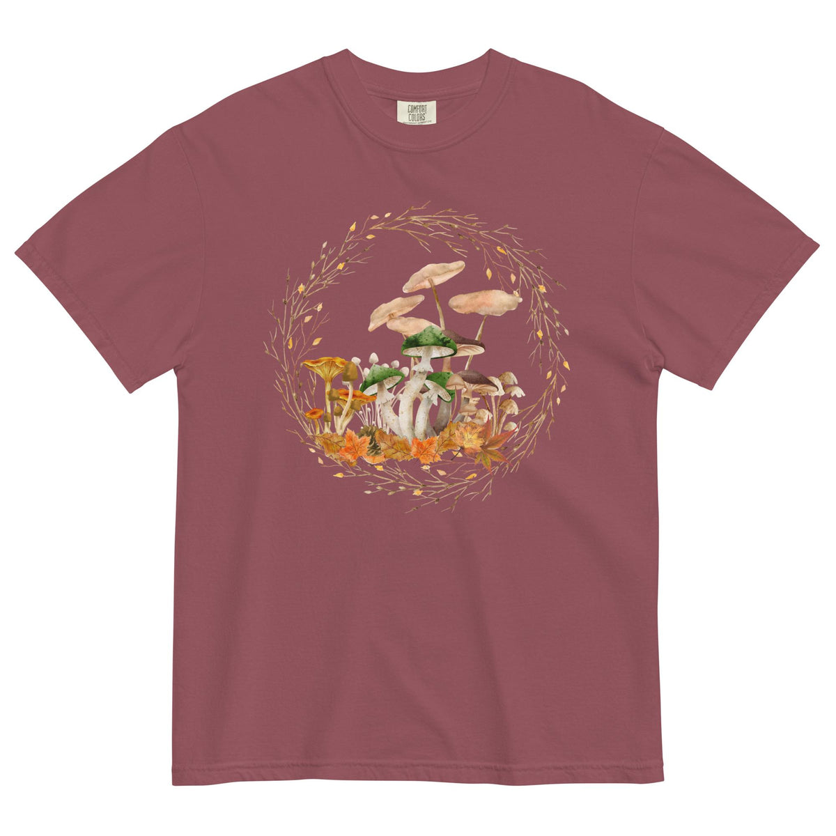Autumn Fungi Shirt | Comfort Colors | Cottagecore Mushroom Lovers Tee | Boho Botanical T-Shirt | Fall Leaves and Cozy Colors Tee