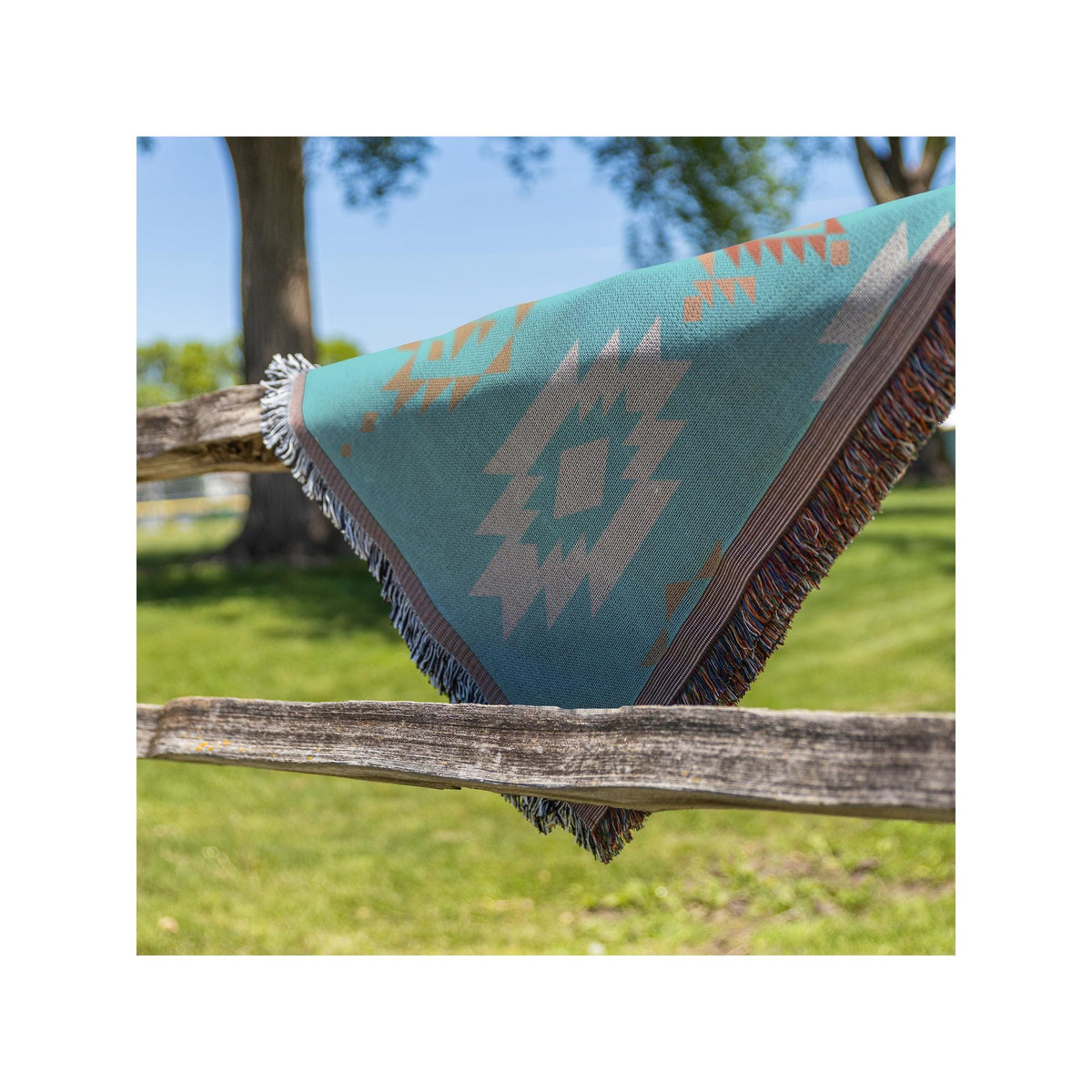 Southwestern Throw | Woven Blanket | Geometric Pattern | Western Decor | Turquoise Color